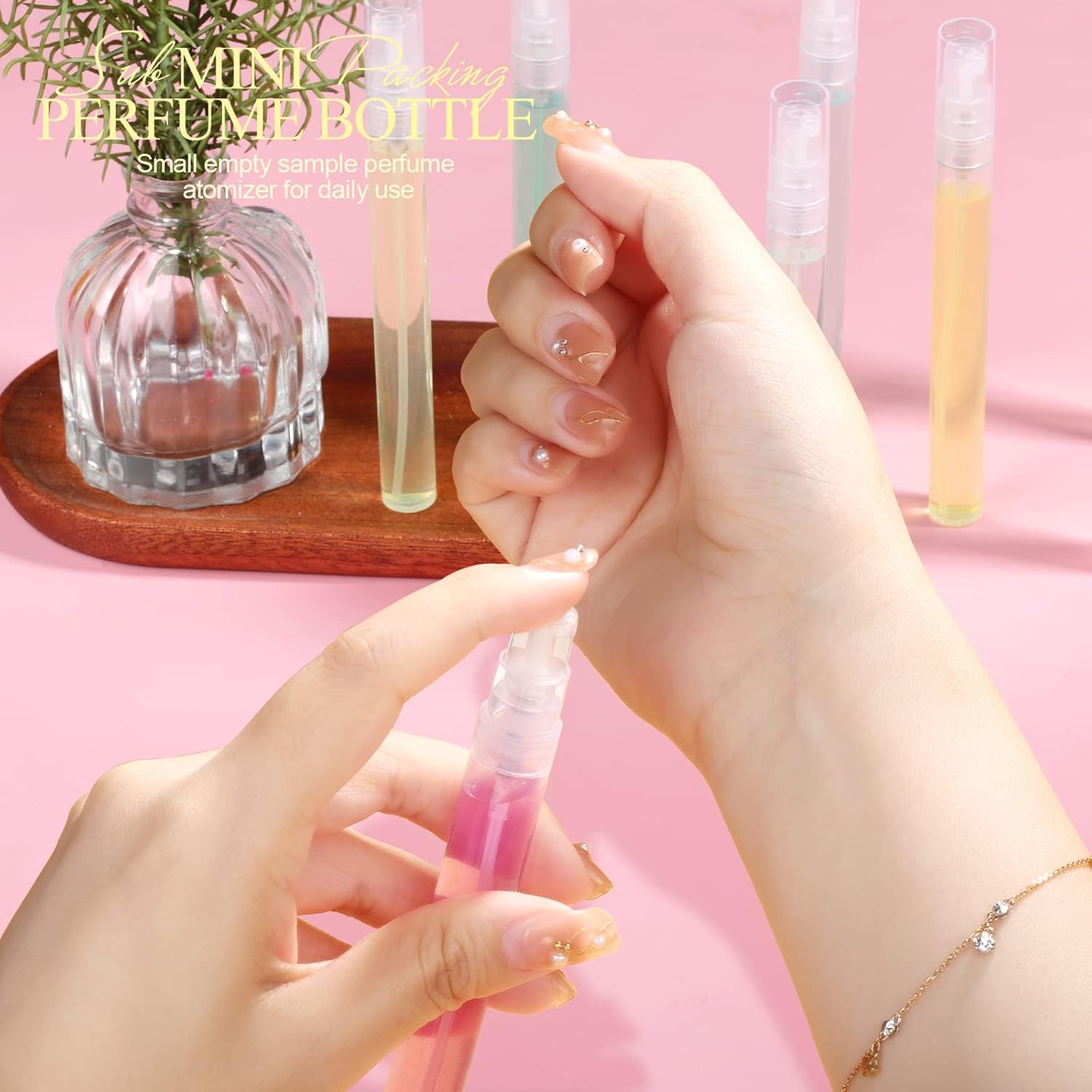 Fandamei Mini Spray Bottle, 10 Pack 10Ml Plastic Spray Bottle, Fine Mist Refillable Perfume Bottle, Perfume Atomizer, Small Empty Sample Containers, Portable Travel Bottle image number 5