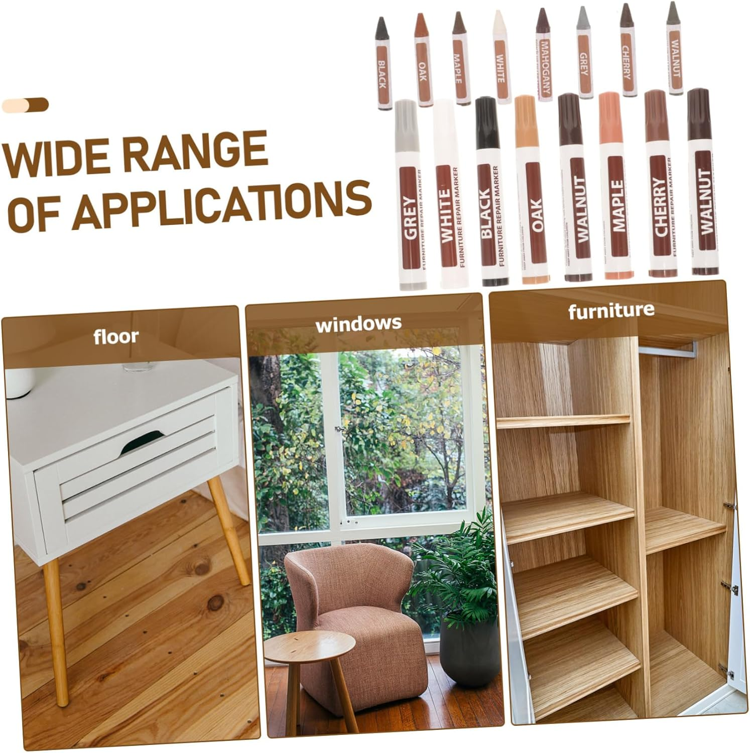 Baluue Wood Scratch Repair Markers Portable Paint Pens Furniture Refinishing Pen Kit Marker for Wood Floor Touch up Paint image number 2