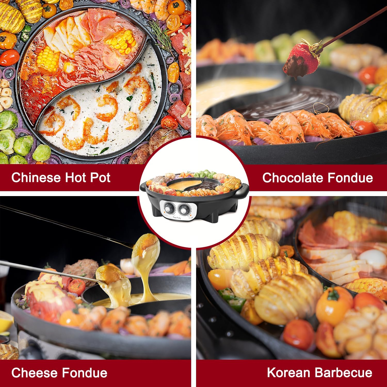 Food Party 2 in 1 Electric Smokeless Grill and Hot Pot image number 2