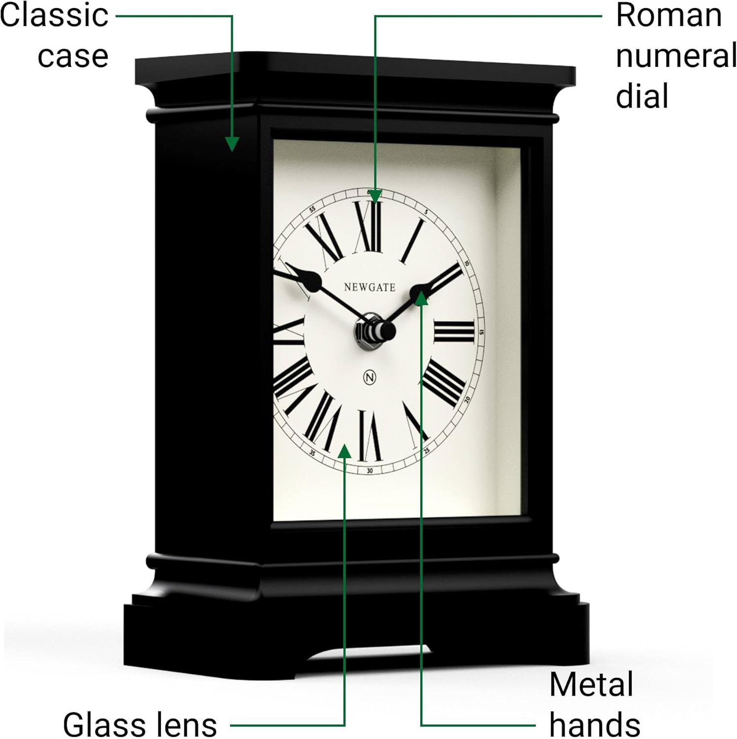 Newgate Time Lord Mantel Clock Matte Black - White image number 5