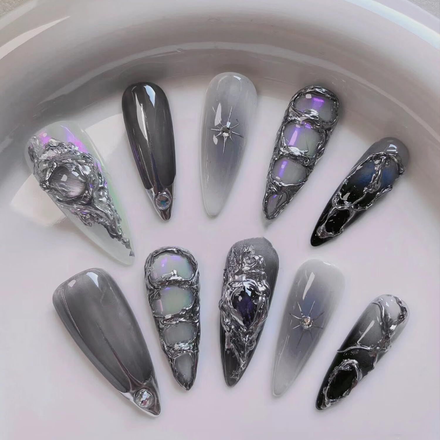 Senvenski Black Jelly Gel Nail Polish Kit, Black White Color Changing Gel Nail Polish, Clear Translucent Colors with Milky Sheer Finish | Vegan UV/LED Nail Art Kit for Women (WB2-001)