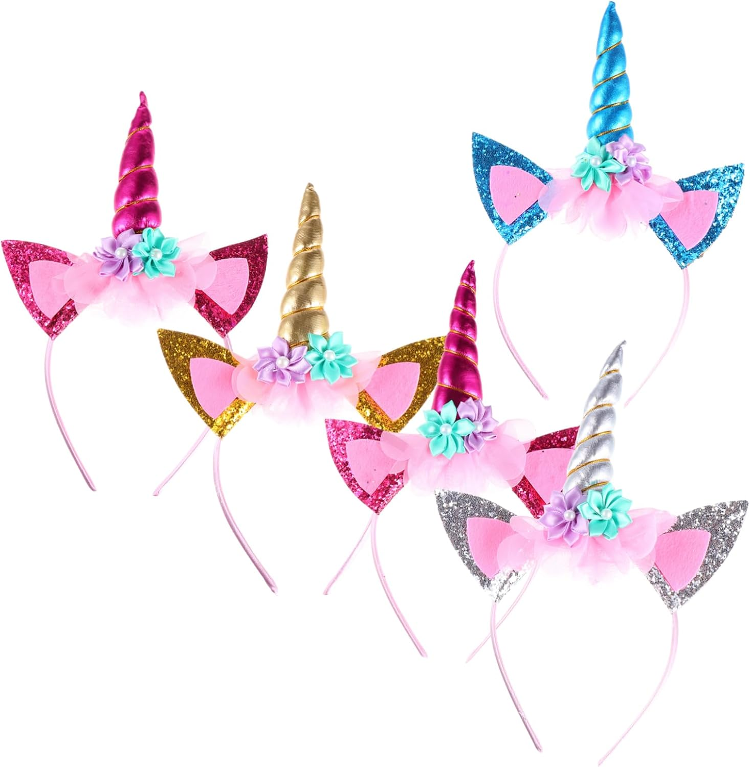 Ipetboom 5Pcs Unicorn Headband Xmas Headband Christmas Headbands Unicorn Party Favor Xmas Hair Bands Christmas Headwear Unicorn Hair Hoop Animal Hairband Unicorn Hairband Unicorn Headdress image number 4