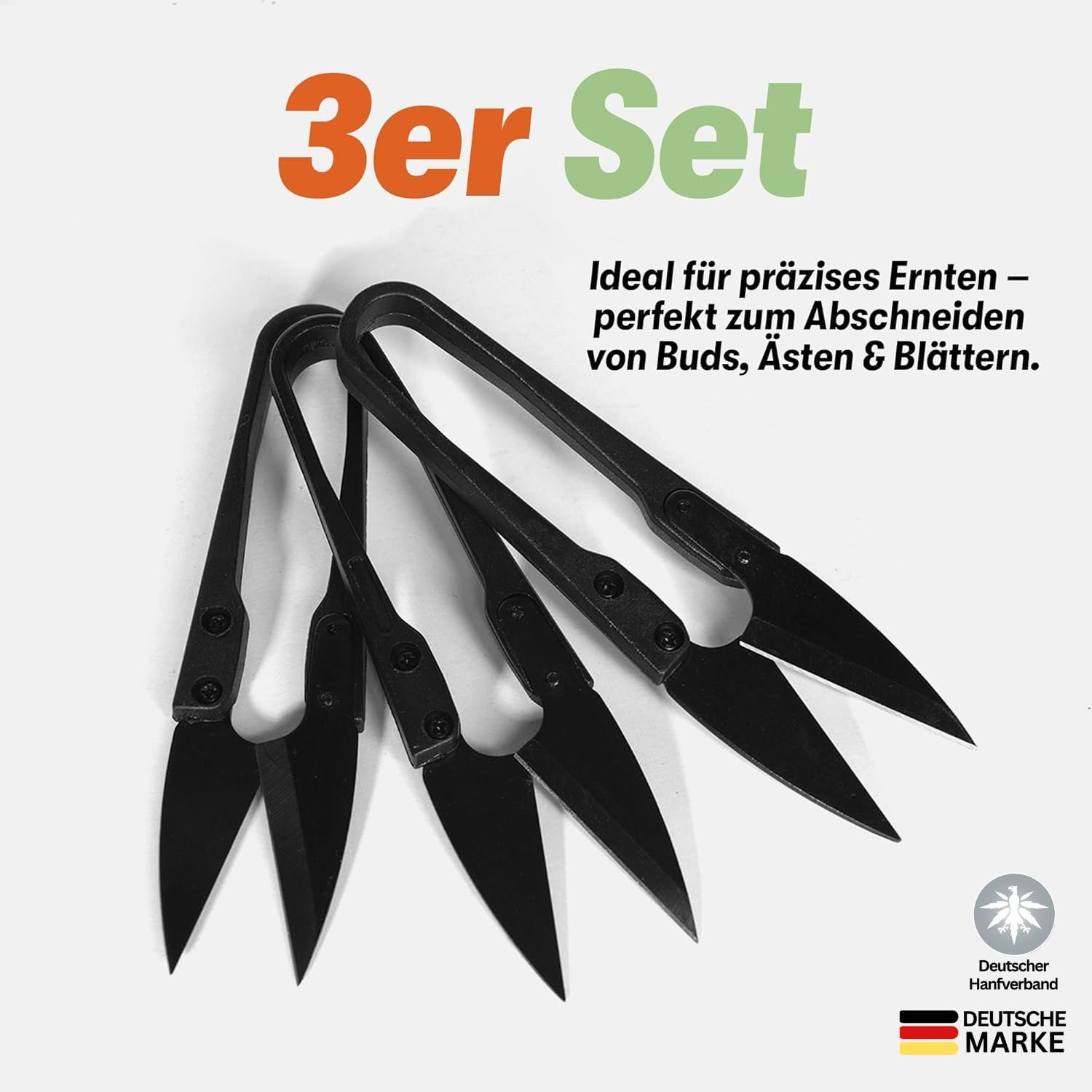 3-Piece Mini Secateurs Set - Sharp Stainless Steel Scissors for Plant Care and Fine Work - Ideal for Pruning Grow Buds, Leaves and Thread Cutters - Versatile and Precise (Black) image number 1