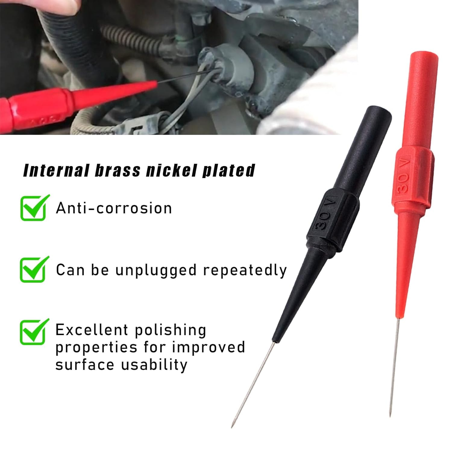 2PCS Car Insulation Wire Piercing Probes, Bendable Auto Back Probes Non-Destructive Pin, Insulation Wire Piercing Needle, Multimeter Puncture Test Probe with 0.7Mm Needle Pin image number 5