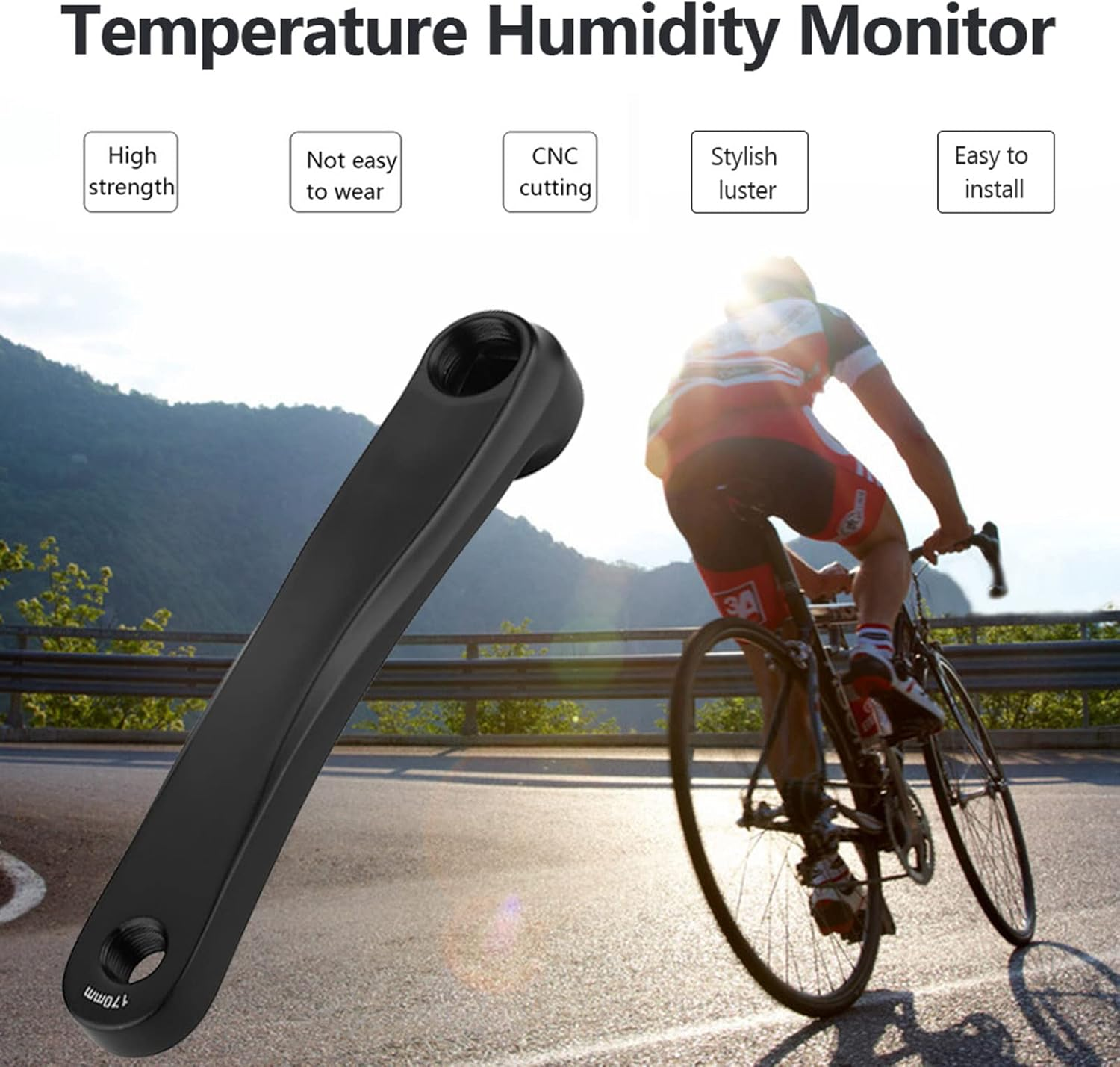 Bicycle Crank Arm, 170Mm Bike Crank Leg Left Aluminum Alloy Single Speed Crankset for Bicycle Mountain Road Bike Bikes Part Bike Crank Leg, Square Rhombic Hole image number 5