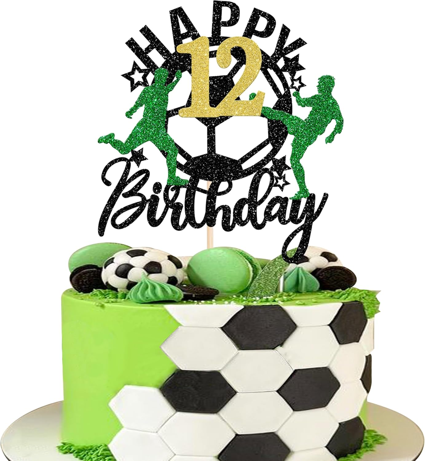 1 Pack Soccer Happy 13Th Birthday Cake Topper Sport Soccer Ball Cake Picks for Football Theme Teenagers 13Th Birthday Party Cake Decorations Supplies