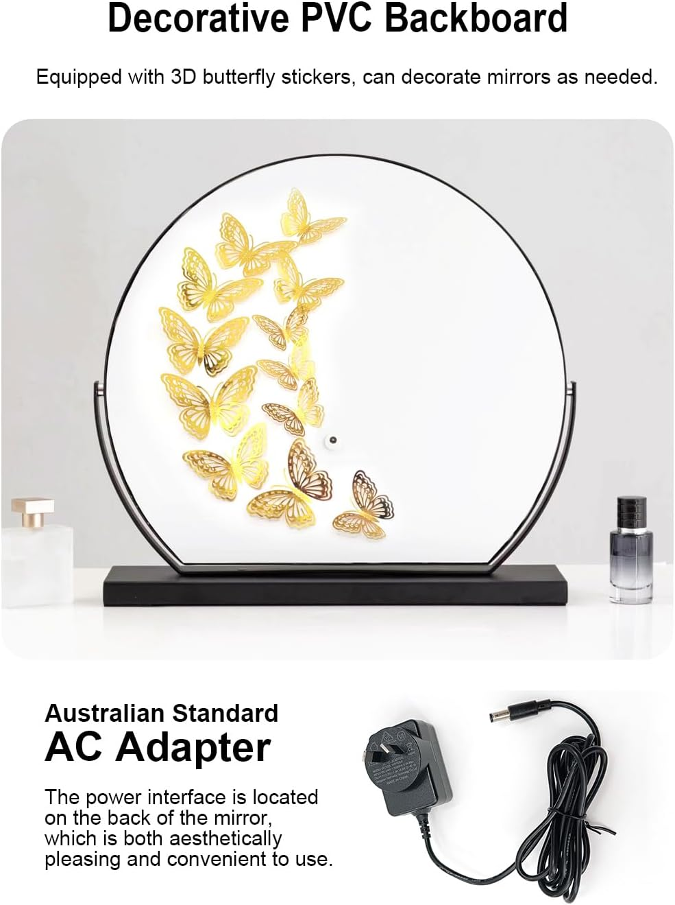 Hollywood Make up Mirror with Led Lights Lighted up Table Vanity Mirror Bedroom Dresser Big Standing Mirror (40Cm,Silver)