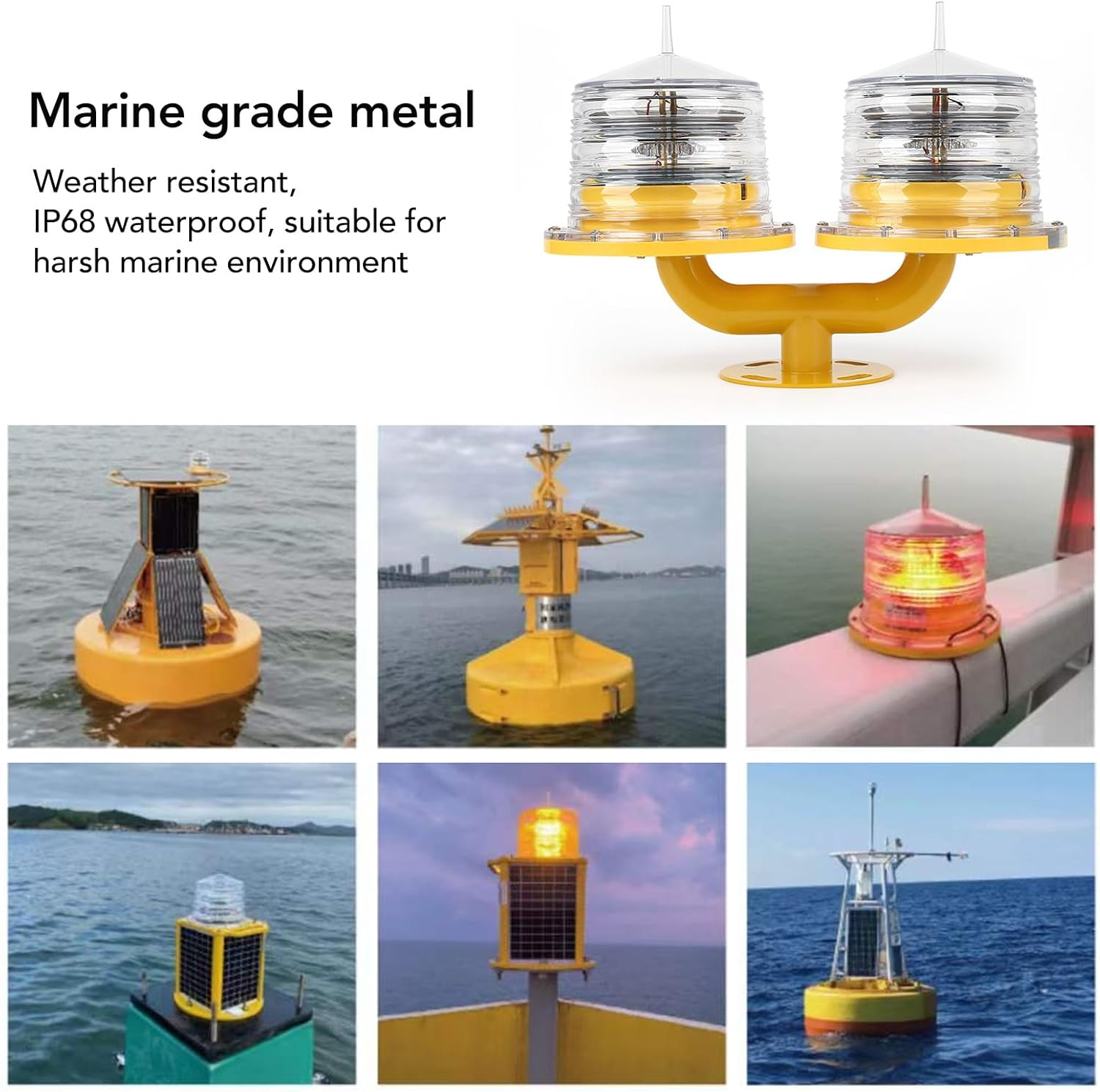 Beacon Light, Navigation Lamp UV Signal Light, Compatible with Marine Rivers Lakes, 360 Degree Control IP68 Waterproof Solar Warning Light (同時に2つのライトがあります)