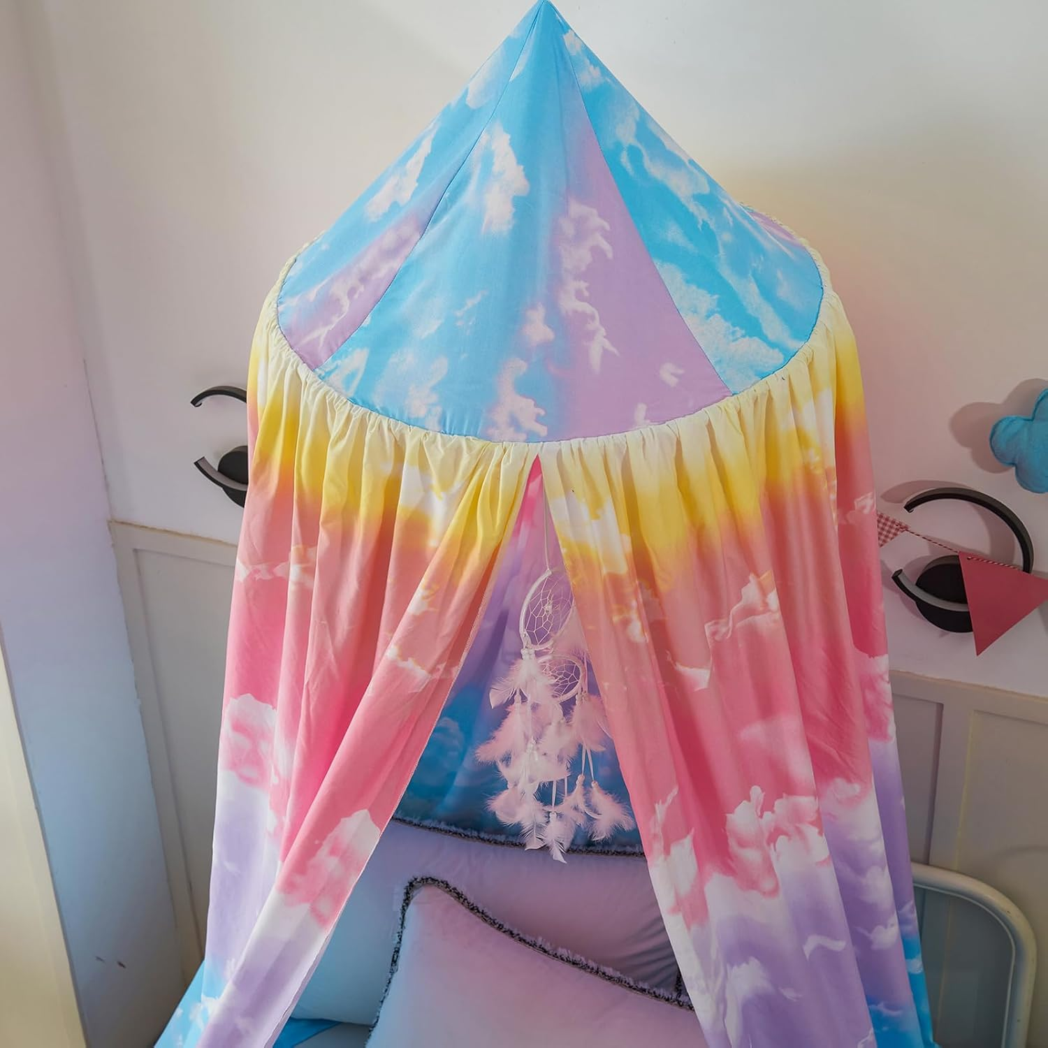 Princess Decor Canopy for Kids Bed, Soft and Durable Bed Canopy for Girls Room Tent Canopy Dreamy Mosquito Net Bedding, Children Reading Canopies Indoor (Rainbow) image number 3