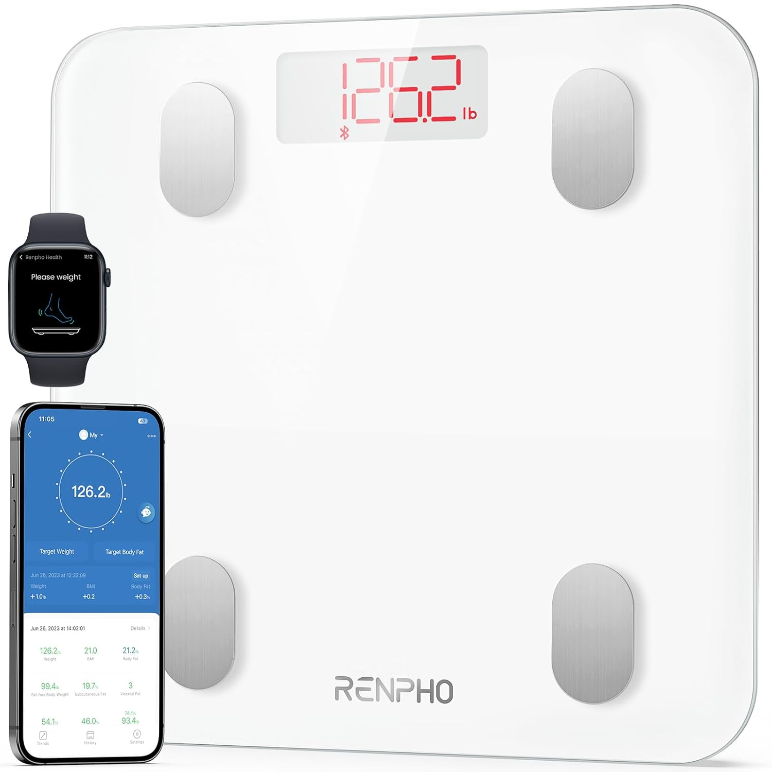 RENPHO Bluetooth Body Fat Scale with App,Smart Digital Bathroom Scale for Body Weight, Body Fat,Body Water, Skeletal Muscle,Muscle Mass,Bone Mass, Protein,Bmi,Bmr, Metabolic Age, Elis 1 image number 5