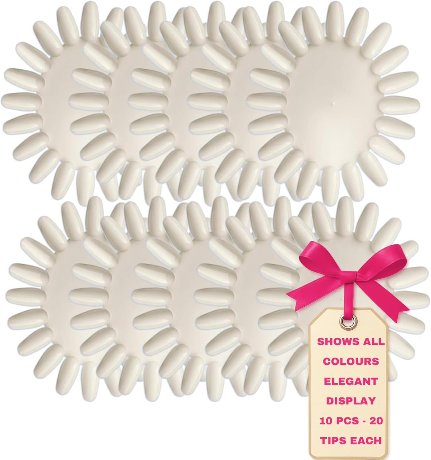 LALILL Presentation Display for Nail 10 Pieces - Nail Display Sun-Shaped - Sticks, Display Fan Practice Starter Colour Ring - Nail Palette round Oval for Illustrating Nail Polish (Clear)