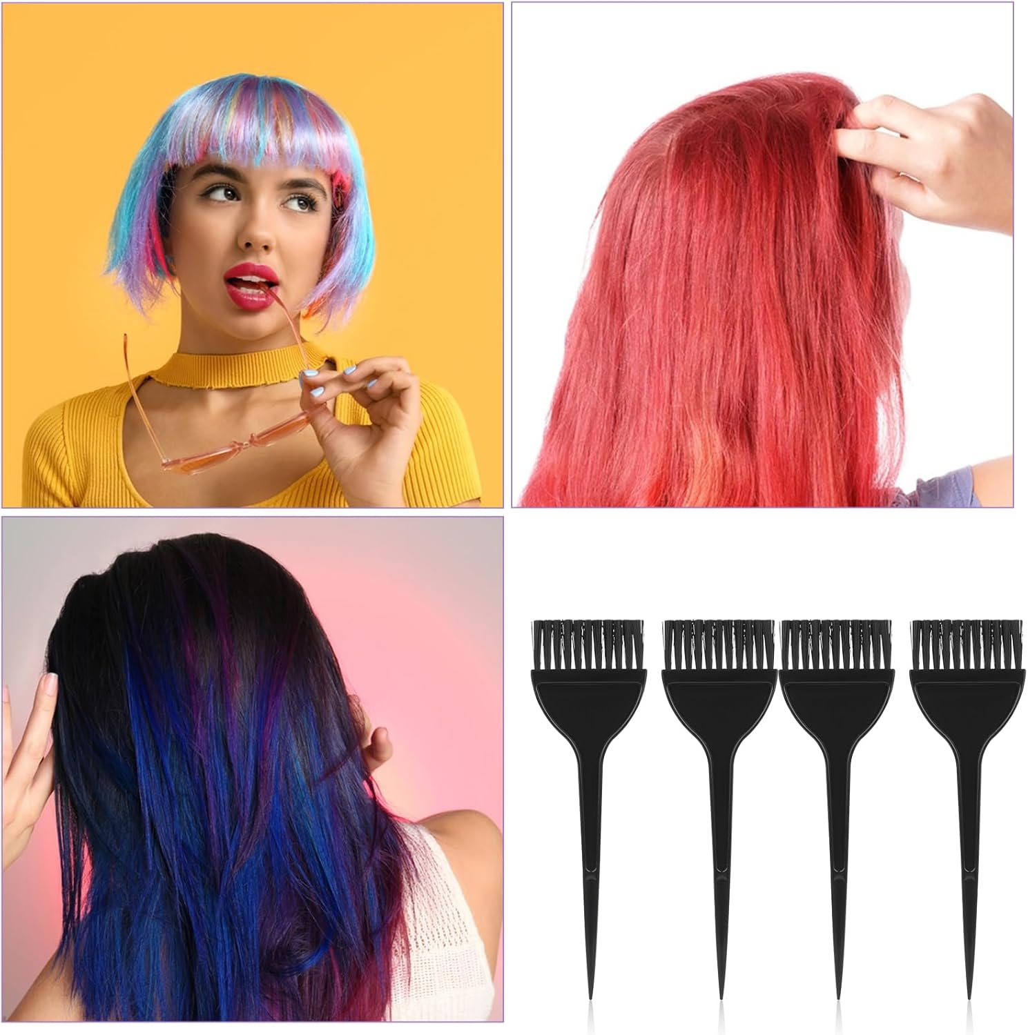 4 Pcs Hair Coloring Brush, Hair Comb Tool Kit, Hair Dye Brush Applicator, Hair Salon Tools for Hair Color Salon Use Home Diy Dyeing