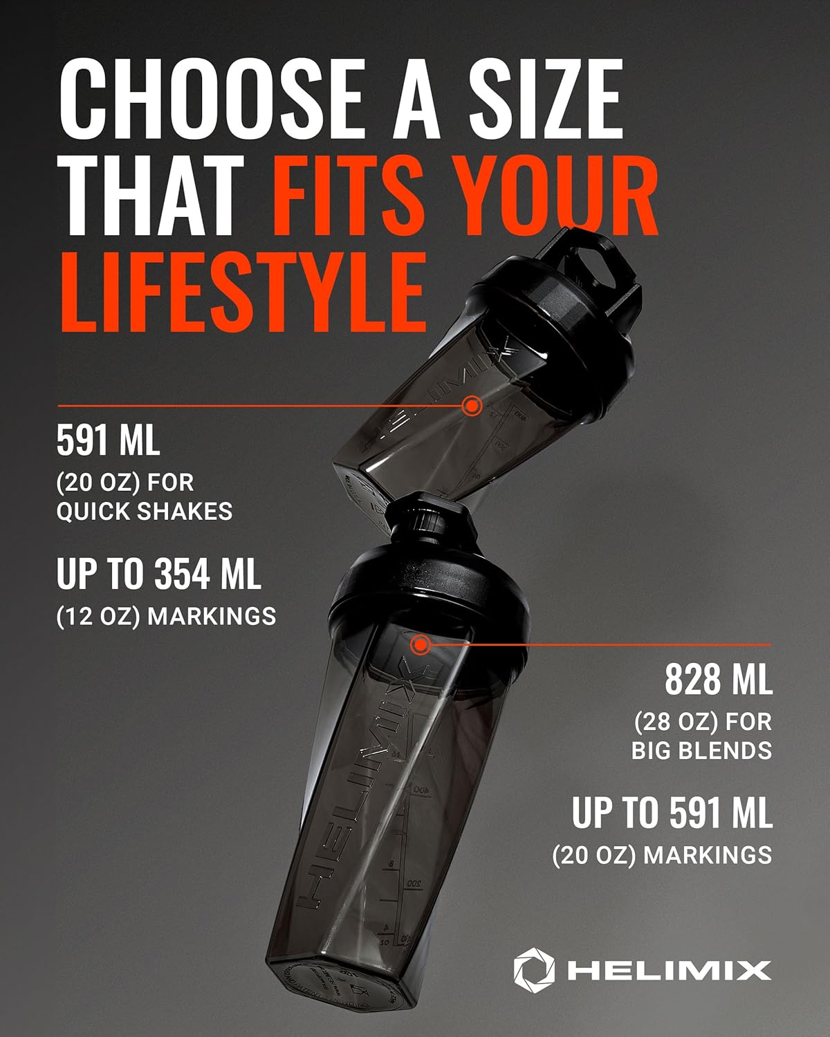 Helimix 2.0 Vortex Blender Shaker Bottle 28Oz | No Blending Ball or Whisk | USA Made | Portable Pre Workout Whey Protein Drink Shaker Cup | Mixes Cocktails Smoothies Shakes | Dishwasher Safe image number 2