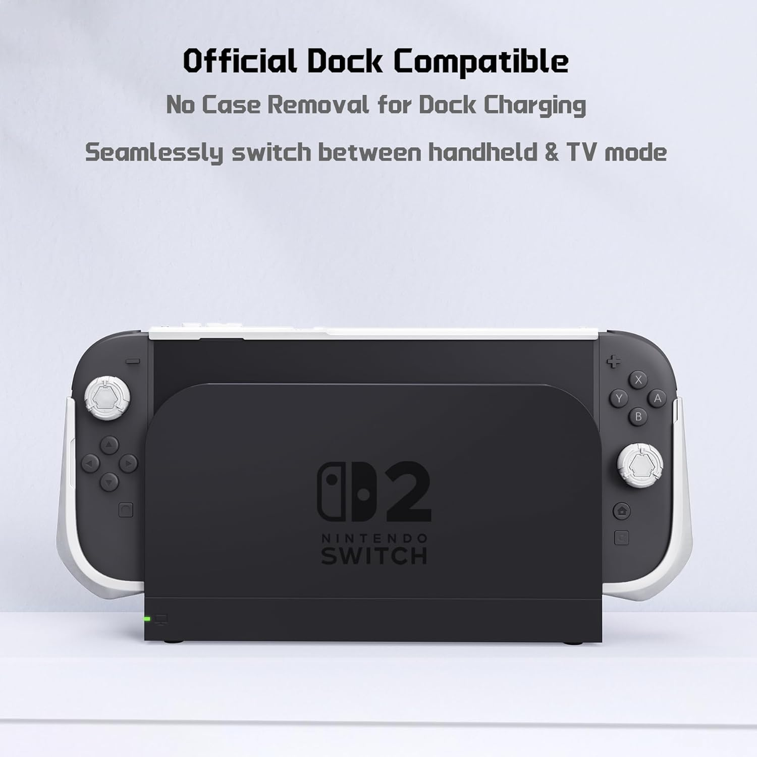 Playvital Meteor Protective Case for Nintendo Switch 2, Dockable Ergonomic Non-Slip TPU Grip Cover with Thumb Grip for Switch 2, Shockproof Anti-Scratches Protector - White image number 3