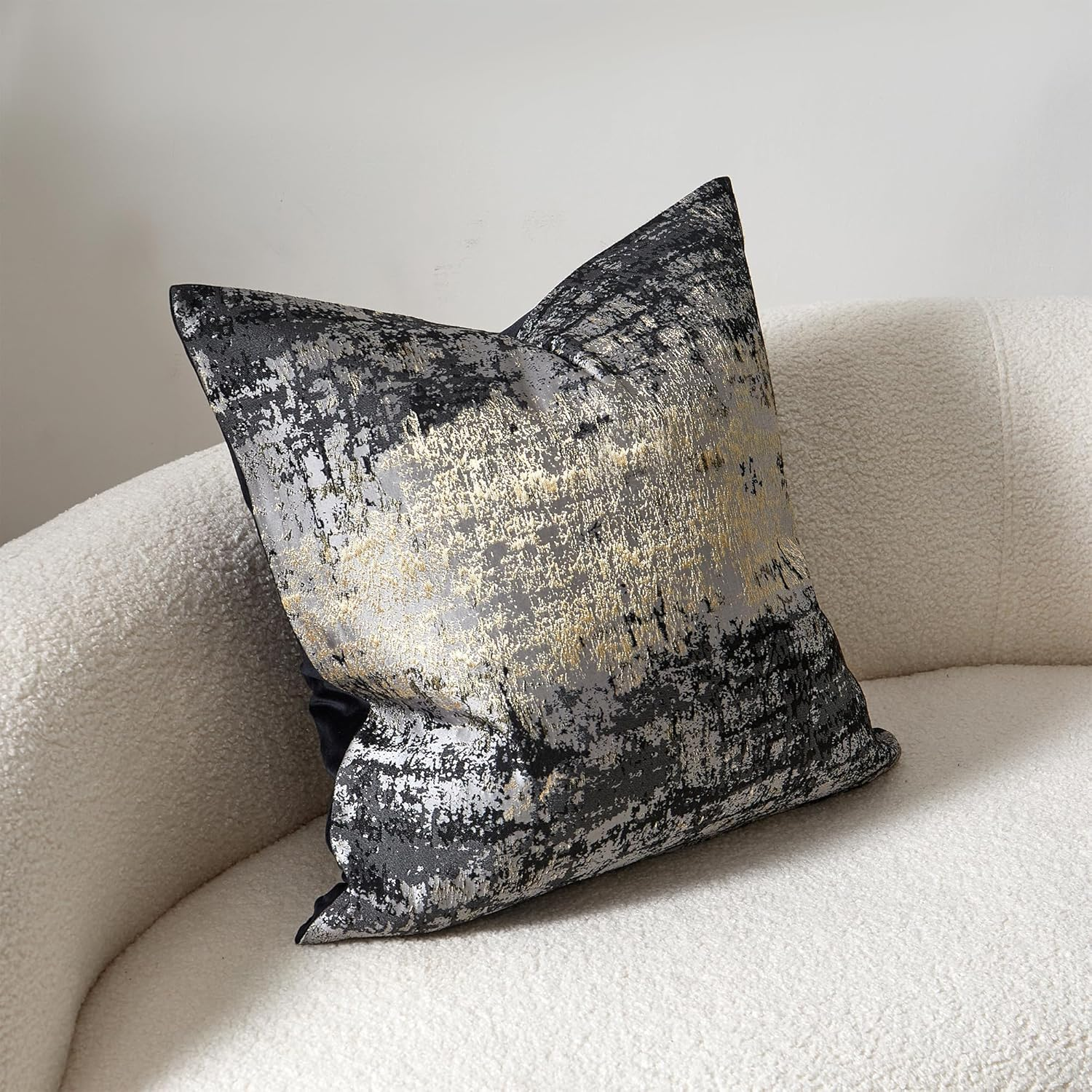 THE-TINOART Gray Pillows Covert 20 X 20 Inch Gold Splashed on Black Gray Throw Pillow Covers Reversed Soft Velevt Decorative Pillow Cover for Couch Living Room Bedroom Car 1Piece image number 3