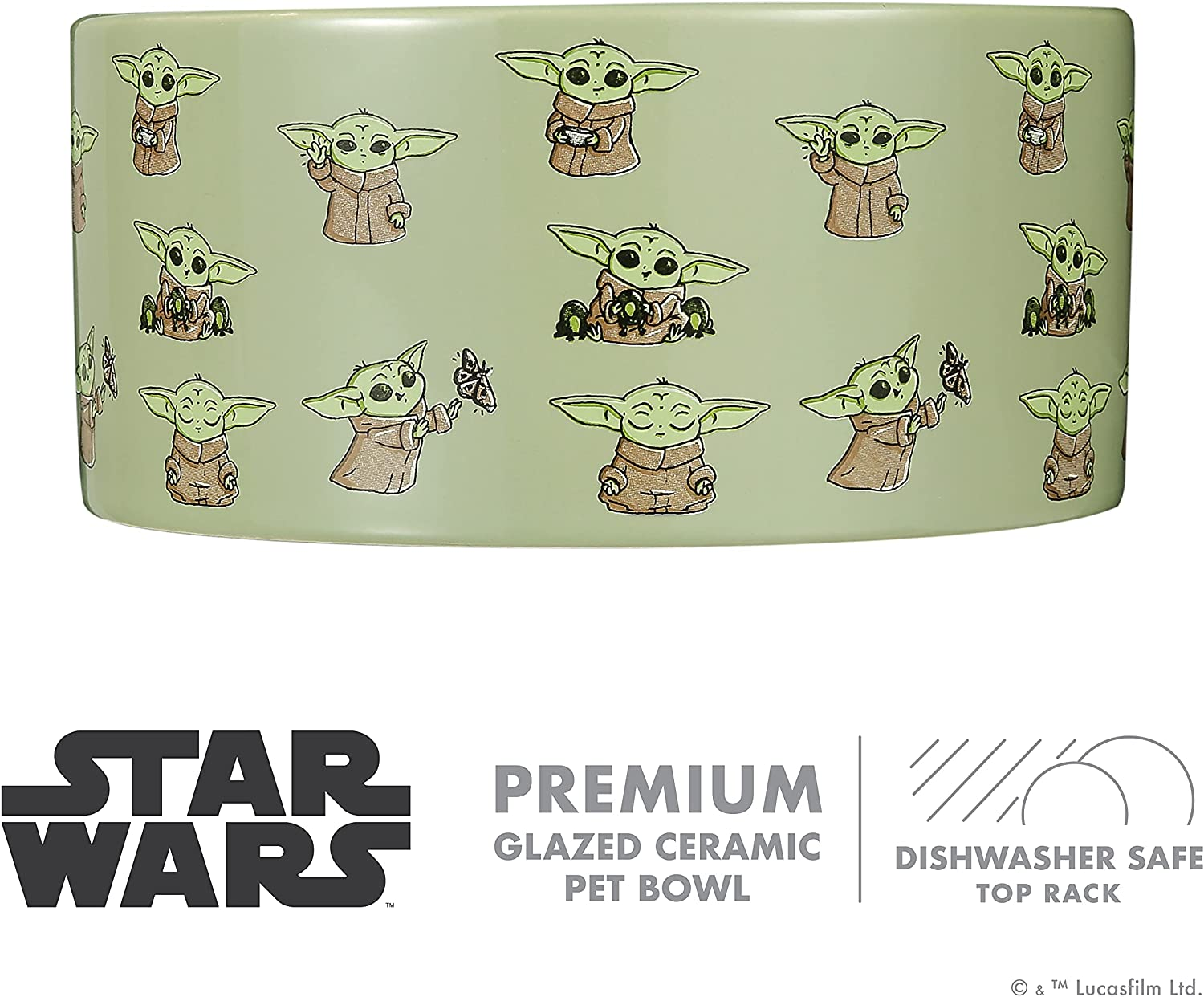 Star Wars the Mandalorian Baby Yoda Ceramic Dog Bowl, 3.5 Cups | Meal Time Star Wars Dog Food Bowl, Green Dog Bowl with Baby Yoda | Dog Water Bowl for Dry Food or Wet Food image number 4