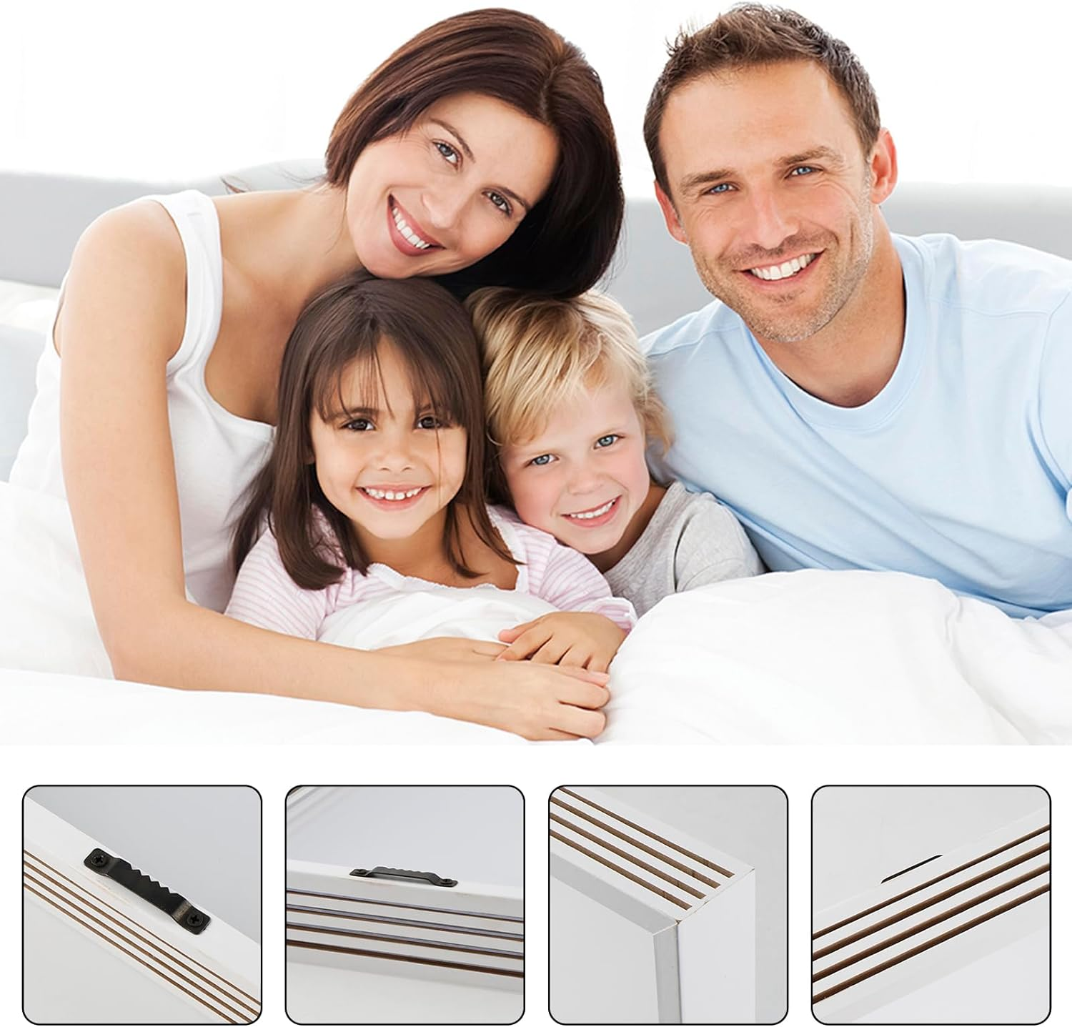 Fxvhojq Clear Family Handprint Kit DIY Handmade Keepsake Wooden Frame with 6 Paints Pen Eraser Paintbrush Non-Marking Nails Newborn Keepsake Baby Handprint and Footprint Kit for Newborn image number 5