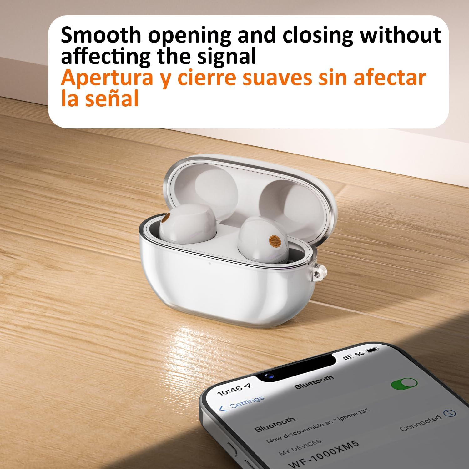 USTIYA Case for Sony WF-1000XM5 Protection Cover Full-Body Soft Silicone with Keychain Headphone Accessories (Clear) image number 1