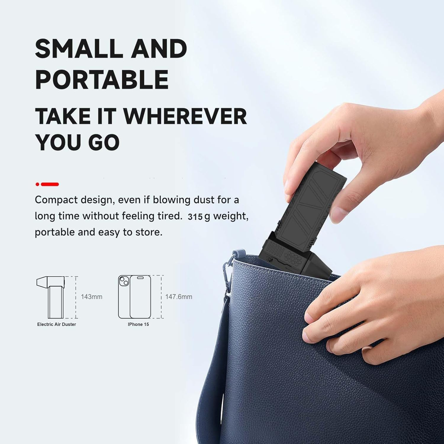 QUIXNOVA Electric Turbine Duster - 130000RPM Compressed Air Duster，8000 Mah Battery，3 Gear Adjustable Jet Dry Blower Can Reusable Can for Computer Keyboard,Outdoors,Car,Home image number 5