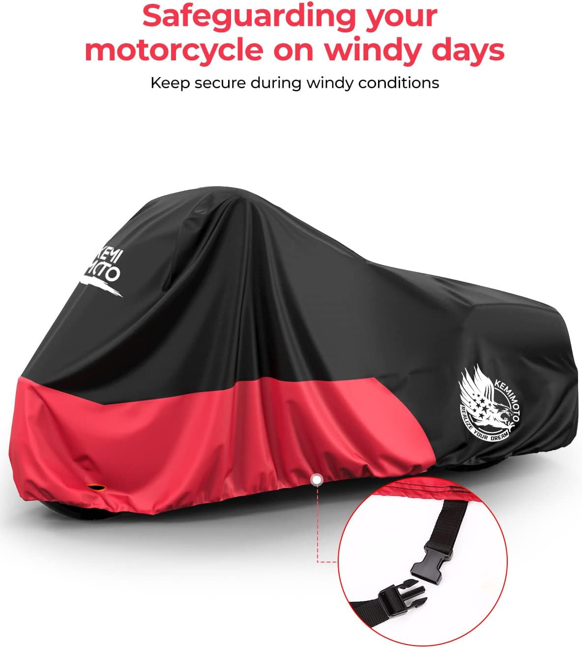 KEMIMOTO Motorcycle Cover Compatible with Cruiser Models Softail Dyna Iron 883 Fat Boy 114 Forty-Eight Low Rider Cover Standard Heritage Classic Waterproof Cover Outdoor Snow Rain Protection image number 4