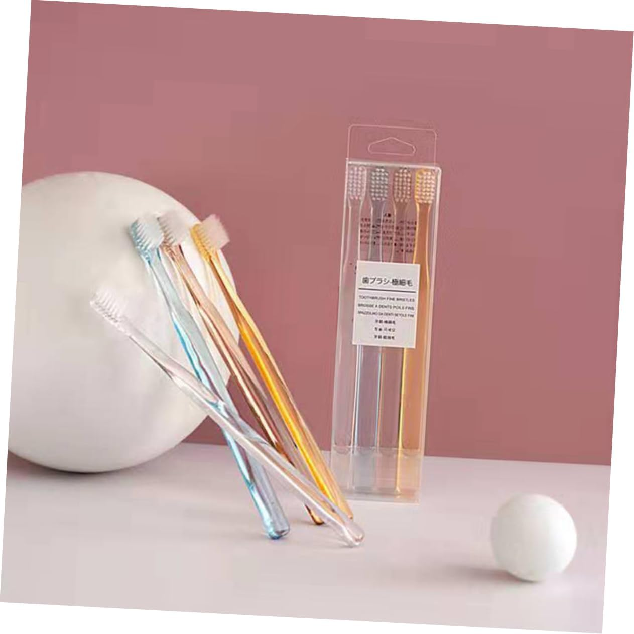 SEWOART 8Pcs Soft Bristle Toothbrushes Small Head Crystal Design 2 Boxes Assorted Colors Suitable for Travel and Home Use Adult Oral Care