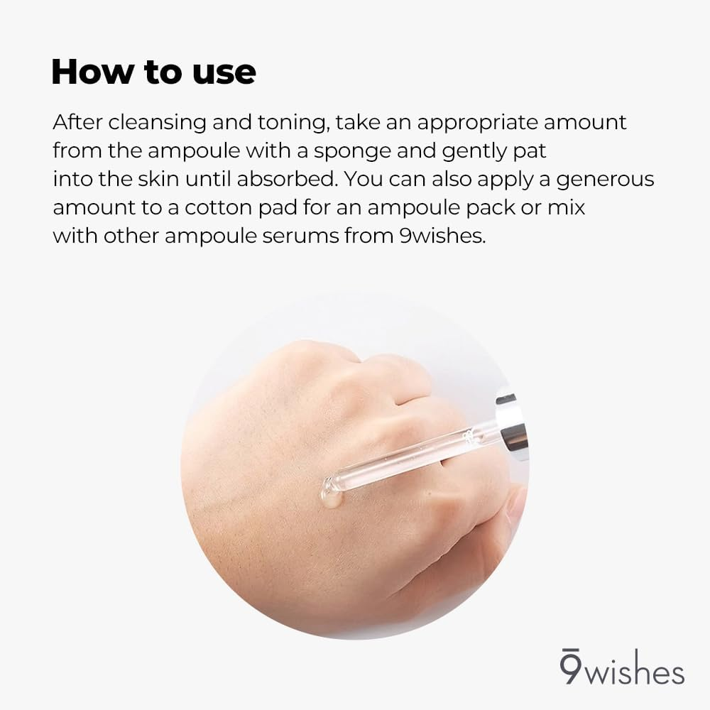 [9Wishes] Miracle White Ampule Serum 0.85Fl. Oz Whitening Serum - Bring Dull Skin Back to the Bright Side with 73% Rice Bran Water, Chemical Free, Natural Ingredients image number 5
