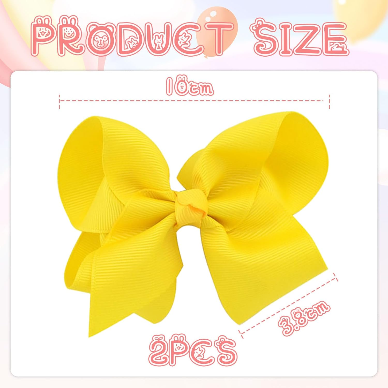 Cosmeria Yellow Hair Bows for Girls, Set of 2, Handmade from Grosgrain with Alligator Clips, Perfect for Nursery and Gift Ideas image number 3