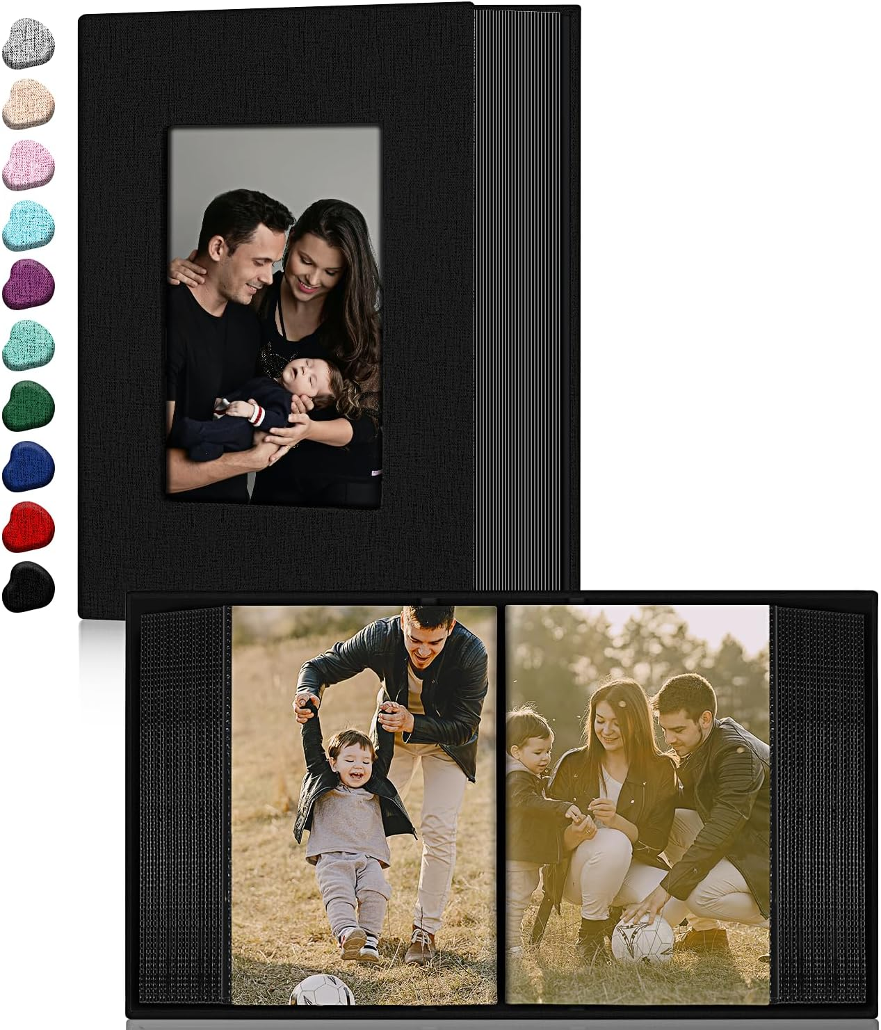 Ejblfe Photo Album 4X6,Linen Cover Slide-In Photo Album Book Can Holds 100 4X6 Photos with 50 Black Sheets for Family,Wedding,Baby and Holiday Pictures (Gray)