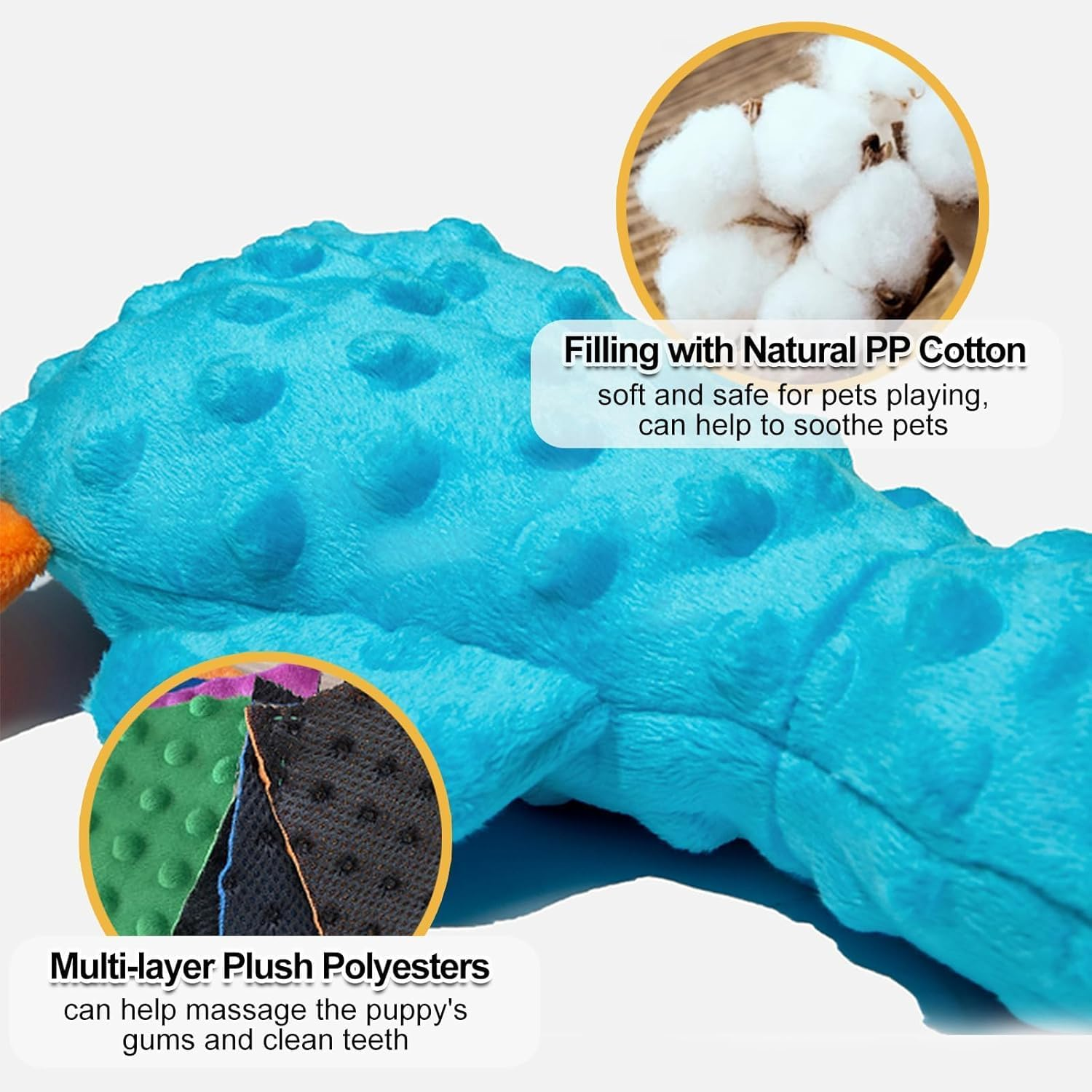 Squeaky Plush Duck Stuffed Crinkle Dog Toys for Puppies,Interactive, Soft Chew Toys for Small to Medium Dogs Teething Training and Boredom Relief(2Pcs) image number 6