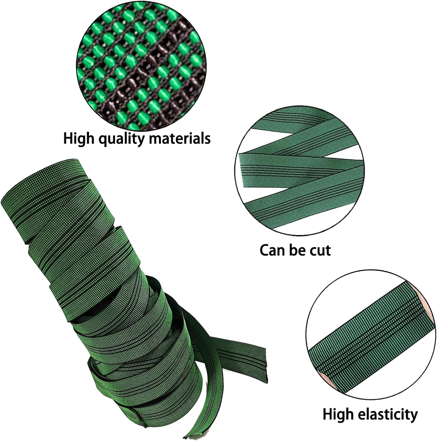 Elastic Belt 2" Wide Replacement Webbing for Furniture - Durable Elastic Latex Band for Chair & Couch Repair, Stretchy Spring Alternative, DIY Kit for Upholstery Projects (10M/32Ft) image number 3