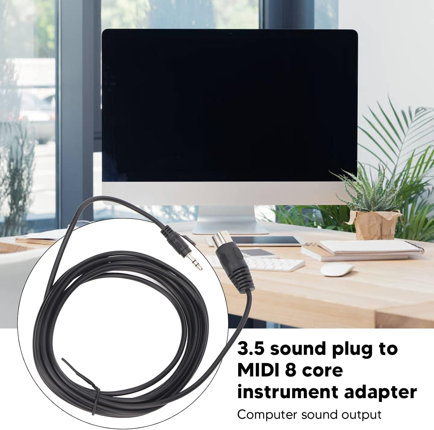 Zopsc Din 8 Pin to 3.5Mm MIDI Cable, 8 Pin Din Male Plug to 3.5Mm Male Audio Adaptercable, TRS Stereo Male Jack Converter Cable for Musical Instrument Sound Equipment (3M/9.8Ft) image number 3