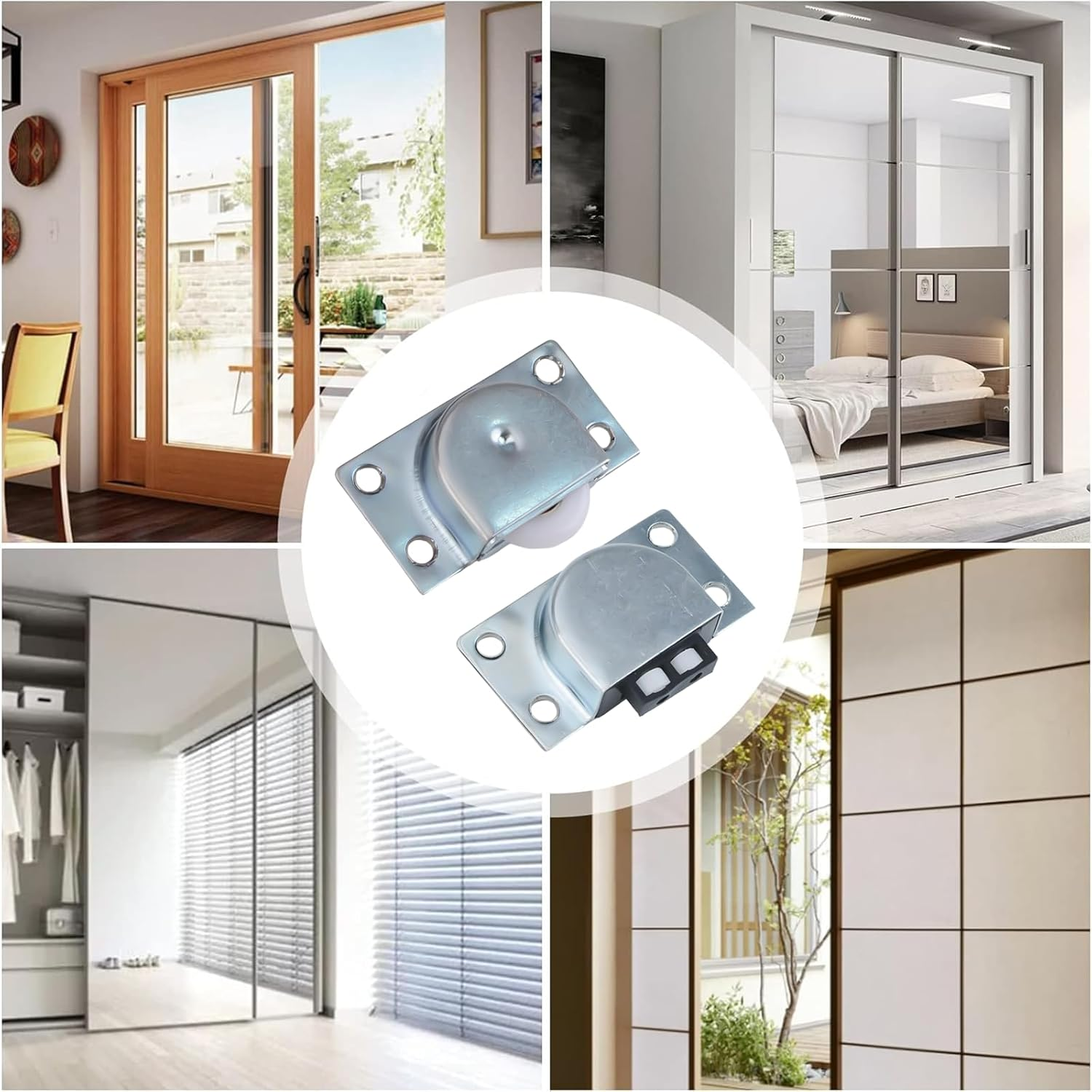 INCREWAY 2 Sets Furniture Roller Wheels Sliding Wheels for Wardrobe Cabinet Closet Window Sliding Door Wheels Hardware Accessories Pulley (Nylon Single Wheel) image number 2