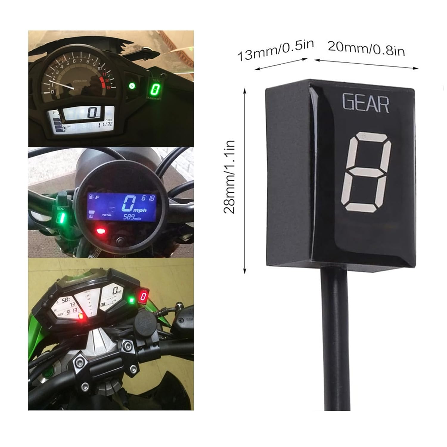 Motorcycle Gear Indicator Compatible with Honda with Holder Bracket,Waterproof LED Digital Display Speedometer Shift Lever Sensors Plug & Play (Red) - Blue image number 3