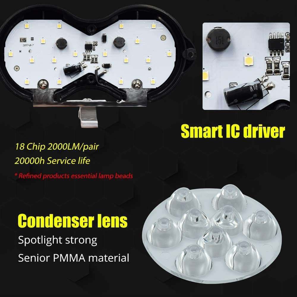 HENLIX Motorcycle Driving Lights 3000LM Super Bright 18SMD Chips Sport Lights Waterproof for Cars ATV Bike Yamaha UTV Truck Boat Dc9-85V,Xenon White.(1-Pack). image number 5