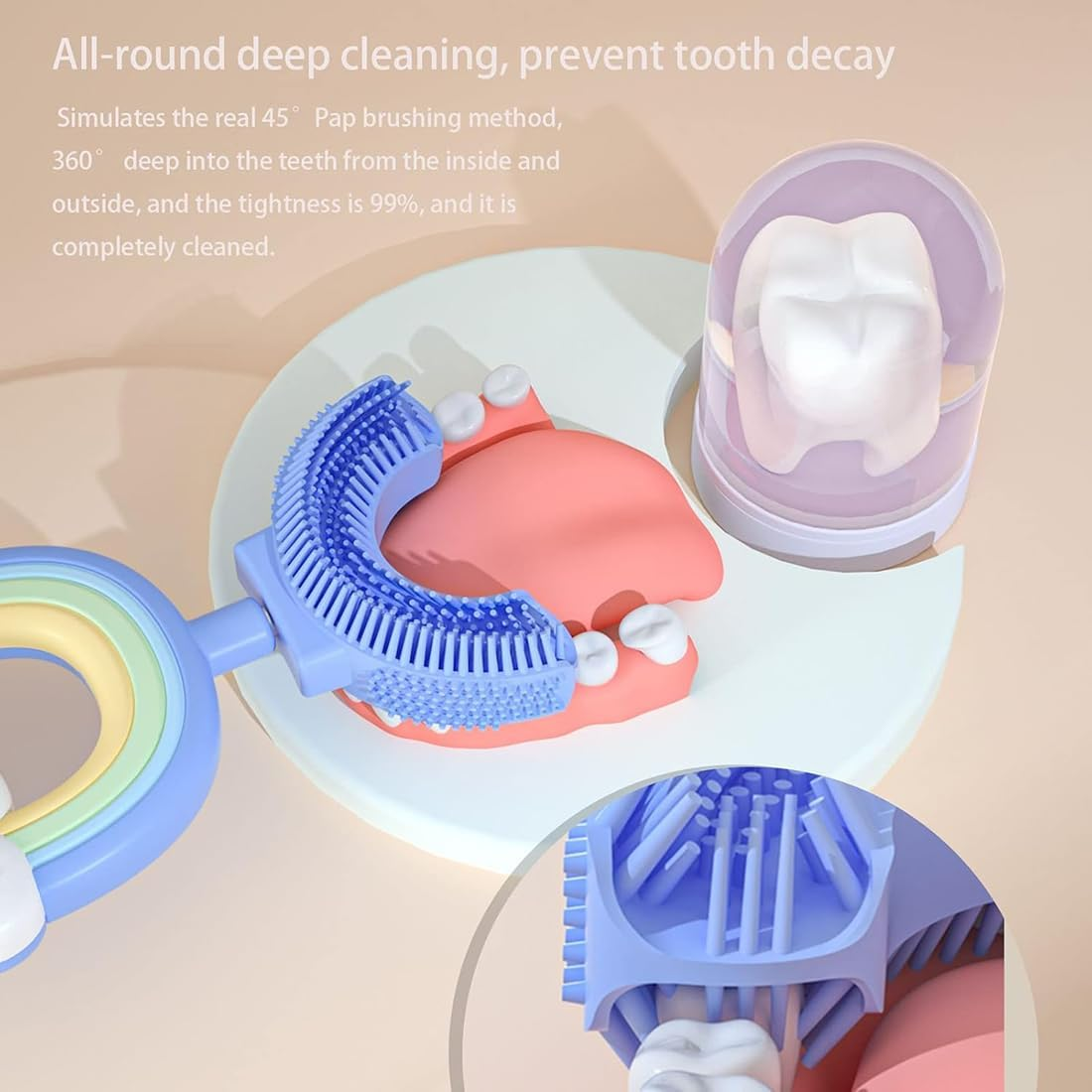 2Pcs U-Shaped Toddler Toothbrush, Flexible Cartoon Training Kids Toothbrush for Age 2-6 Years, Soft Food Grade Silicone Manual U-Shaped Toothbrush for Kids Travel Bathroom (Rainbow) image number 3