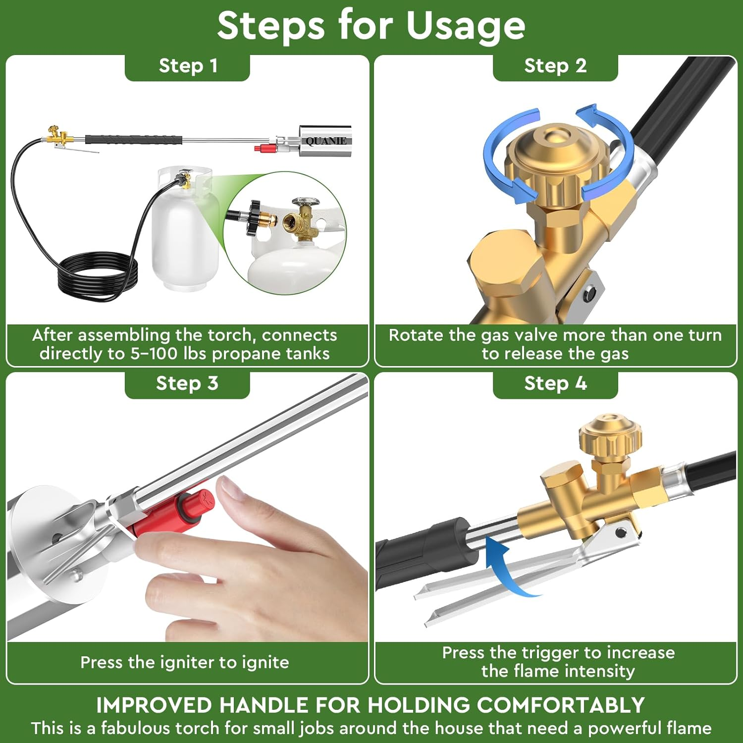 Propane Torch Weed Burner,High Output with Storage Bag and Slef Ignition,Heavy Duty Flame Control Blow Torch with 10FT Hose,Flamethrower for Weeding,Roofing,Melting Ice,Paint Removing image number 1