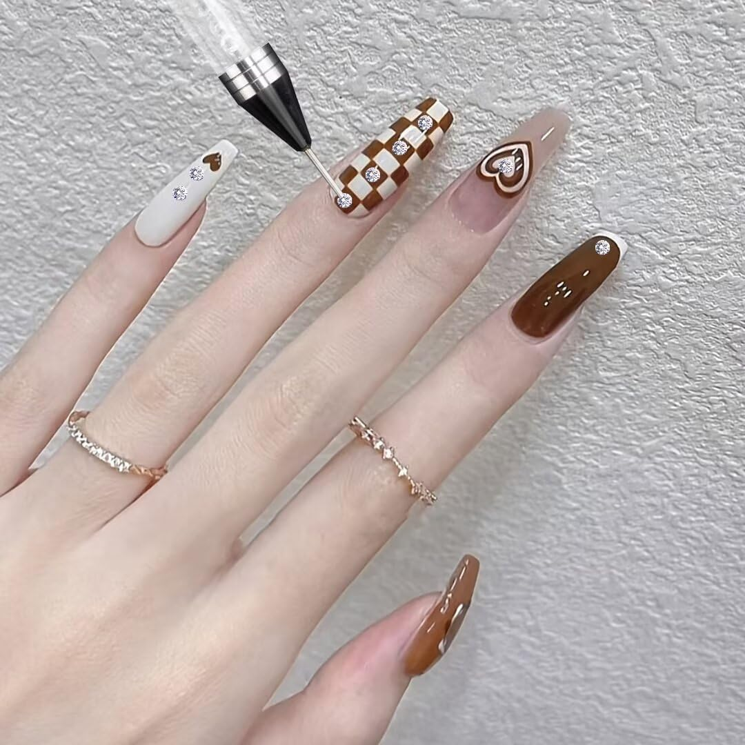 OOTDAY Rhinestone Picker Dotting Pen, 2 Extra Wax Tips, Dual End Nail Tool, Rhinestone Picker Dotting Pen for Gemstones, Crystals, Stones, White image number 4