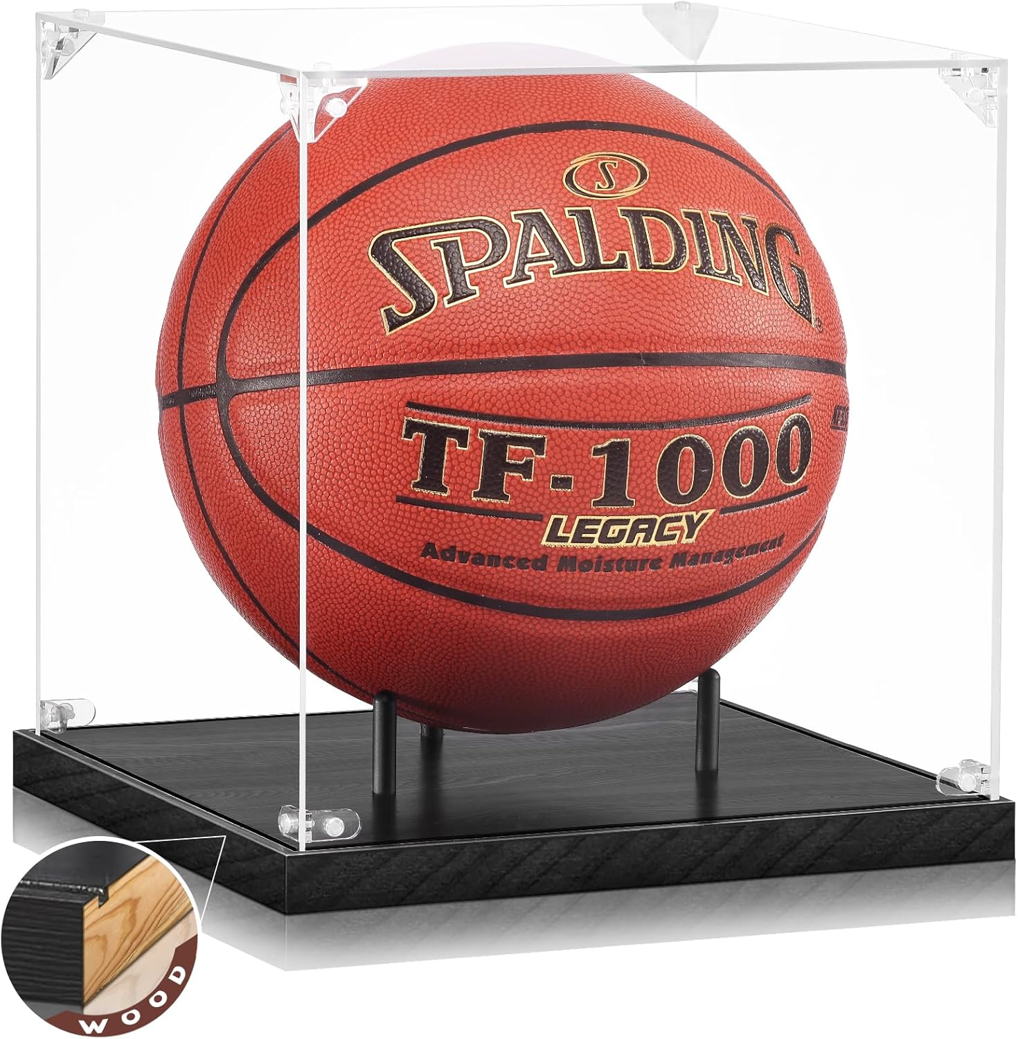 Jupdec Hockey Puck Display Case Acrylic Clear Holder with Wood Base, Autograph Souvenir Display Stand, Perfect Showcase for Your Collection, Brown, 1 Pack image number 2