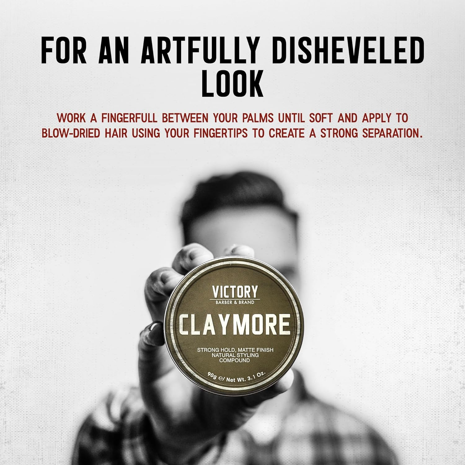 Victory Barber & Brand Claymore Men&rsquo;S Hair Clay: Strong Hold Matte Finish Clay Pomade for Textured Styles in Short-Medium Hair image number 6
