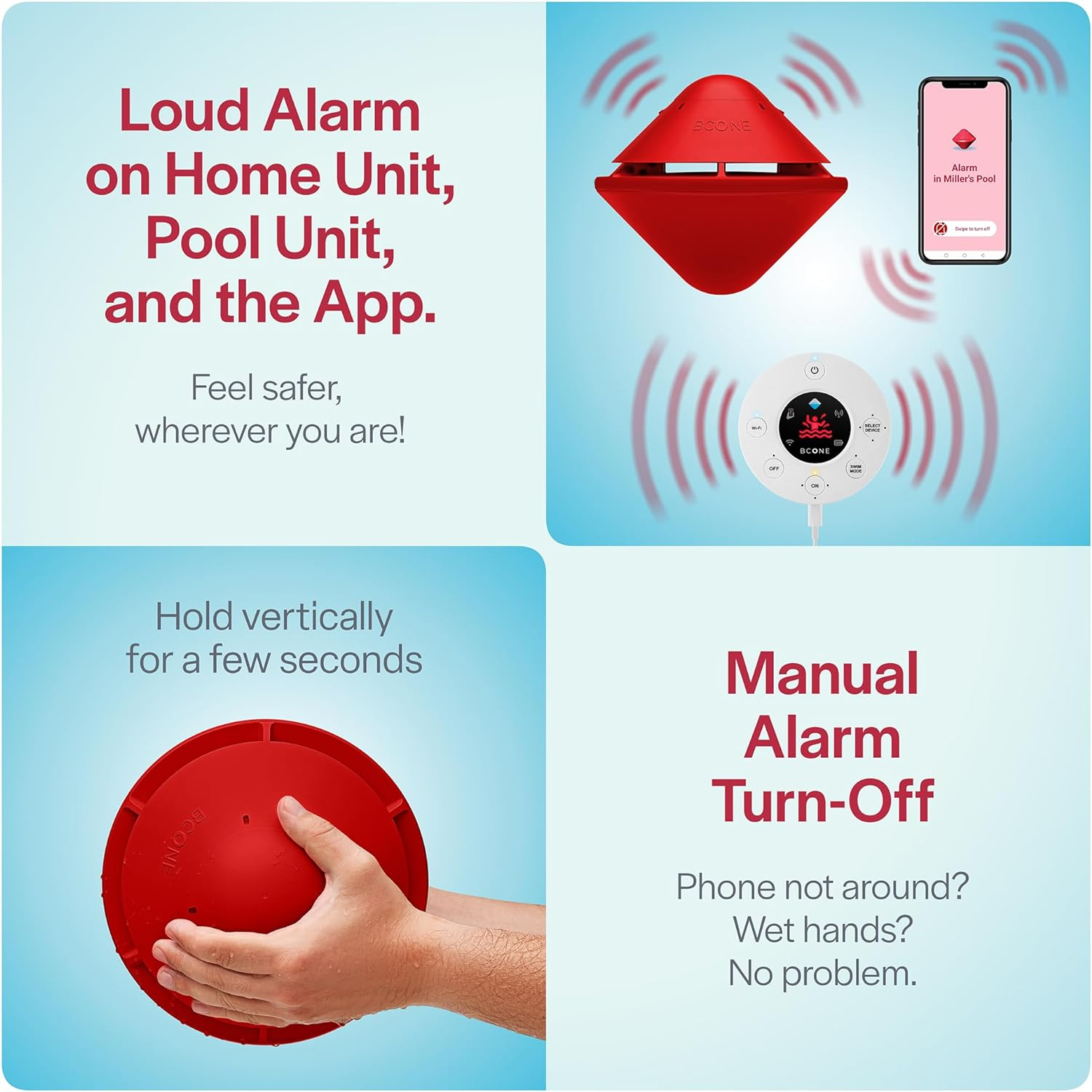 Lifebuoy Bcone Smart Floating Pool Safety Alarm System with Extra Buoy, Works with Alexa and Google Assistant. Wi-Fi Connectivity, App Control from Anywhere. Powerfully Loud Alarm on Both the Pool and Home Units. Quick Installation image number 1