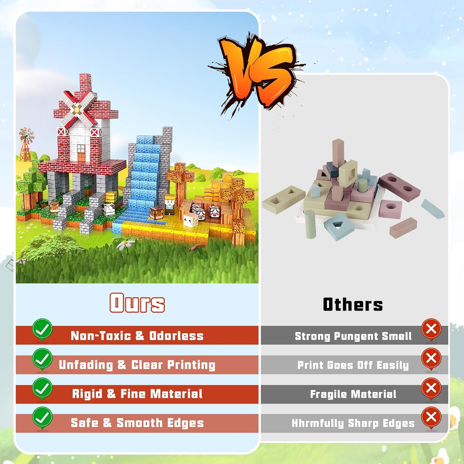 TMA 200PCS 2.3CM Magnetic Blocks, Magnetic Building Blocks, Toddler Building Magnet Toys STEM Montessori Sensory Toys for Boys & Girls Age 3+ Years Old