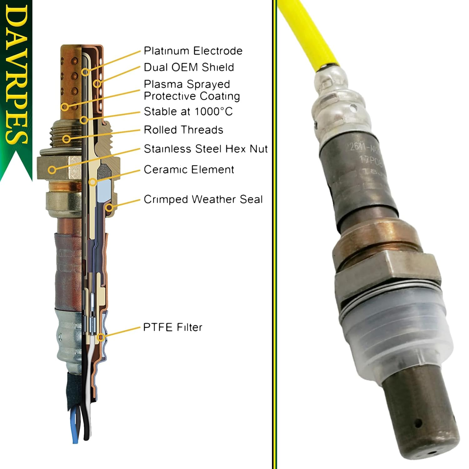 DAVRPES 234-9015 Oxygen Sensor O2 Sensor Pre-Cat Sensor for Subaru Liberty Outback B12 B13 Impreza G11 Replace#22641-Aa140｜22641-Aa230｜22641-Aa280
