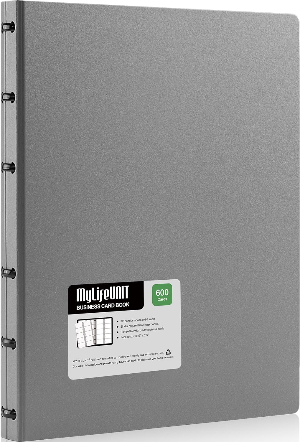 Mylifeunit Business Card Holder, Business Card Holder, 600 Business Card Capacity, Credit Card Book, File Storage (Gray)