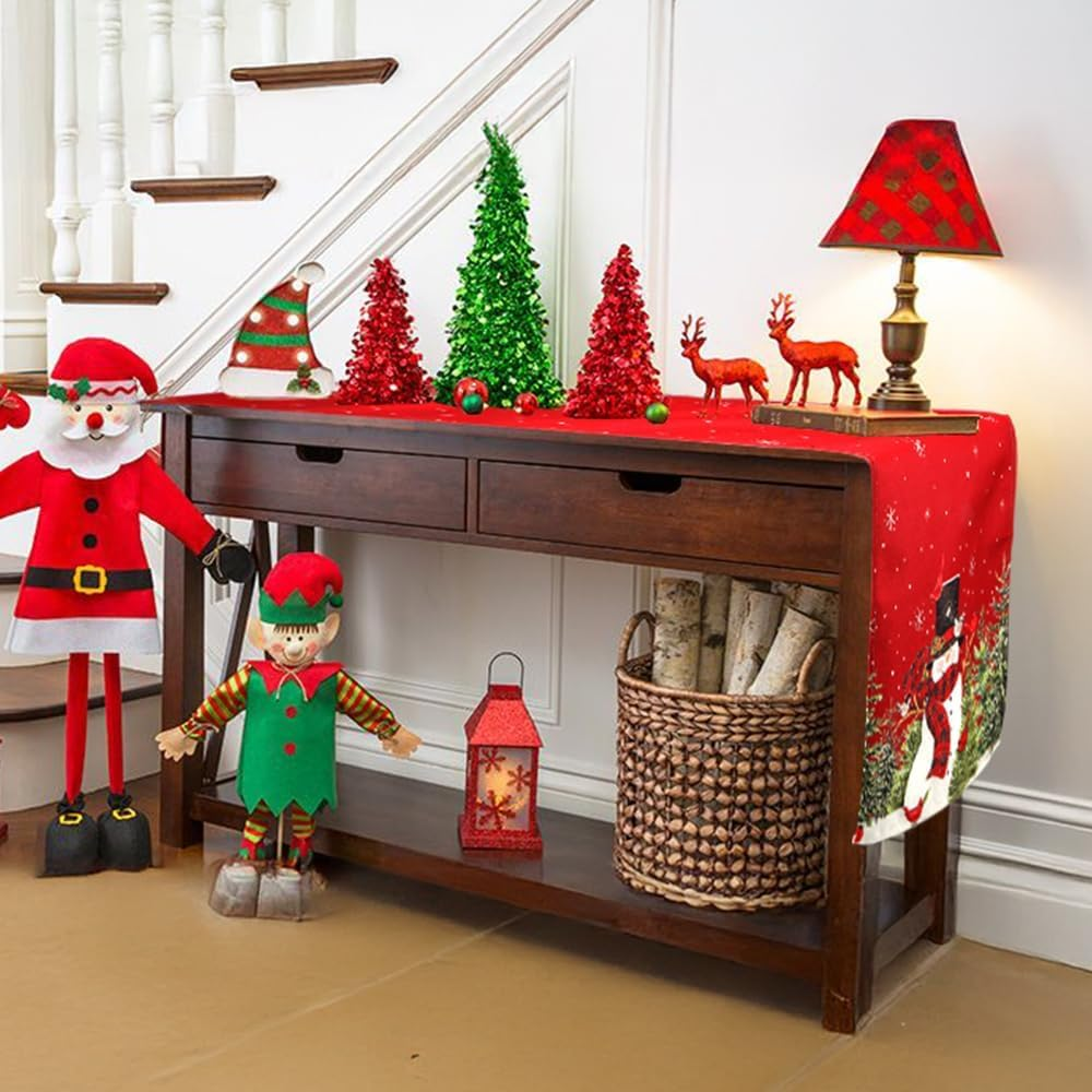 Christmas Table Runner Christmas Decorations Christmas Table Runners for Table Snowman Trees Snowflakes 13X72 Inch Winter Table Runner Christmas Table Decorations for Christmas Holiday Home Decor image number 3