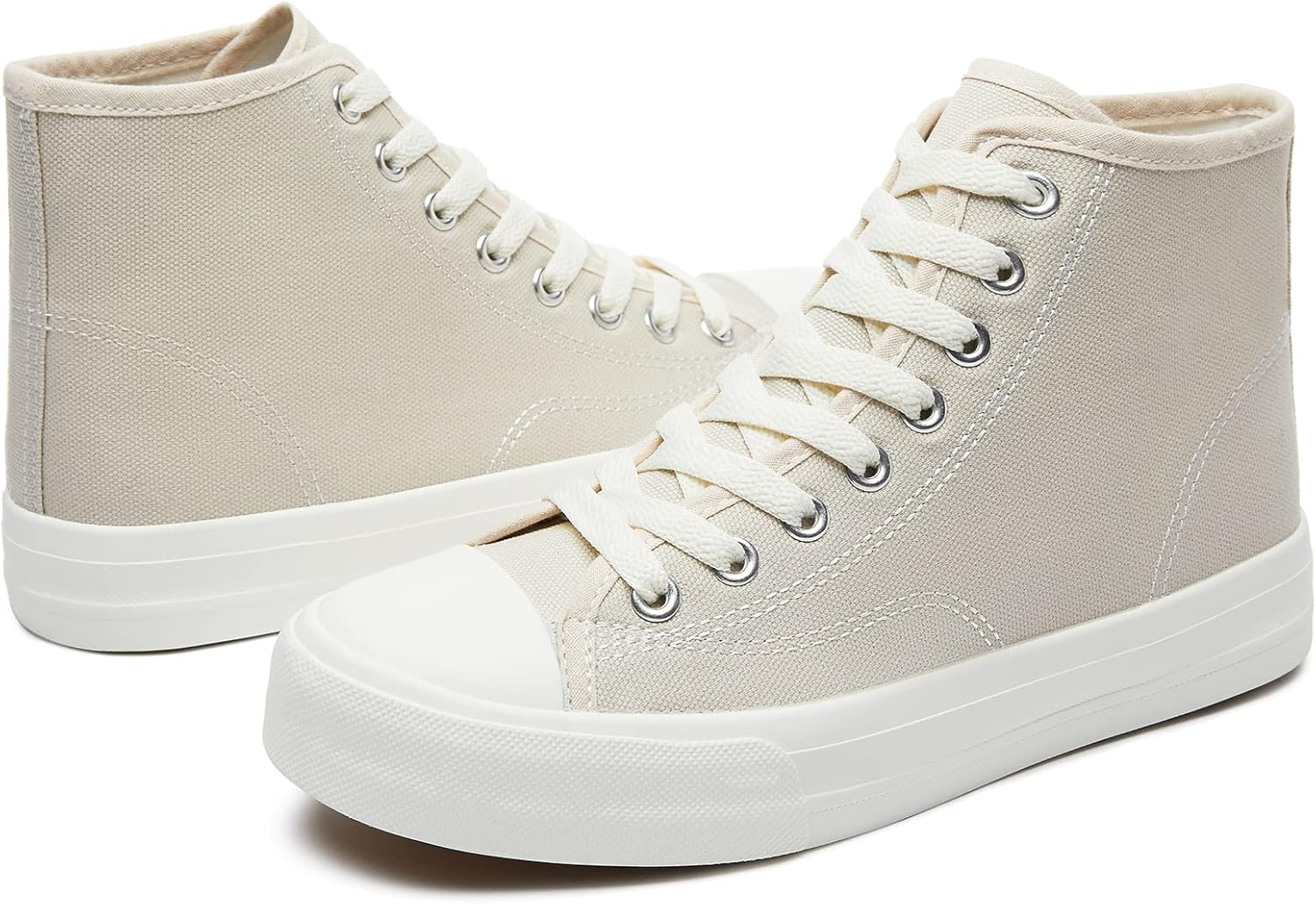 Uoidru High Top Sneakers for Women Canvas Shoes White Canvas High Tops Women Casual Shoes Lace up Fashion Sneakers