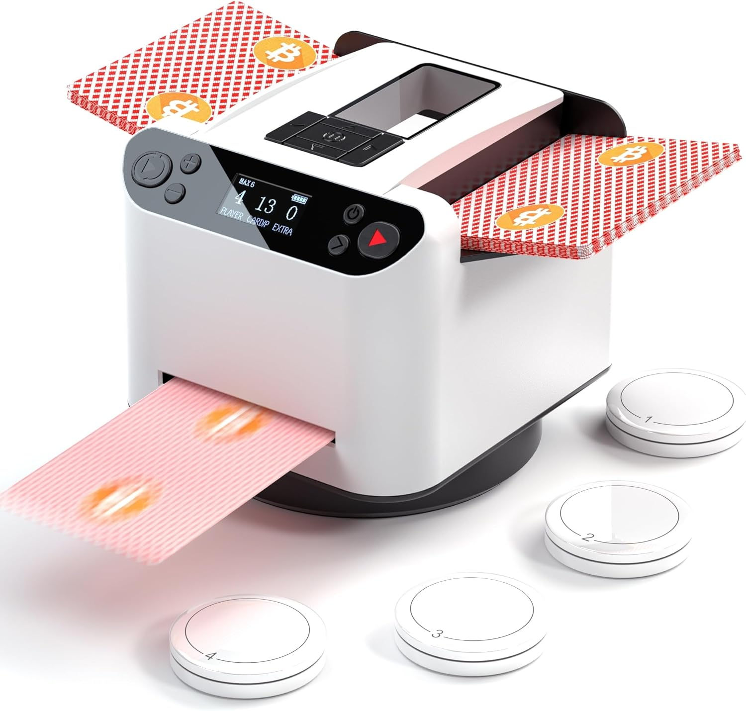 Automatic Card Shuffler and Dealer, UNO Card Shuffler Machine, 360&deg; Rotating Card Shuffler 2 Deck, UNO Card Shuffler Machine with 4 Buttons, 1-8 Players for UNO Texas Hold'Em Blackjack Mahjong image number 4