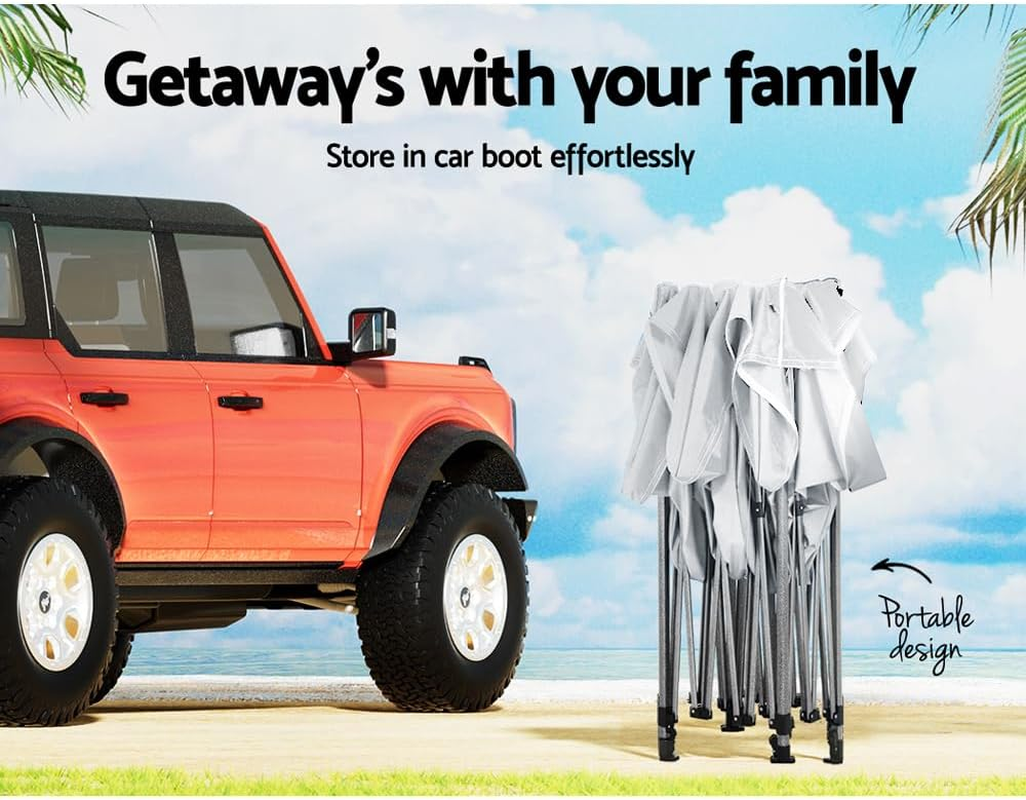 Instahut Gazebo 3X4.5, Pop up Camping Tent Marquee Folding White Gazebos Garden Outdoor Wedding Party Canopy Patio, Water Resistant and UV PU Coating