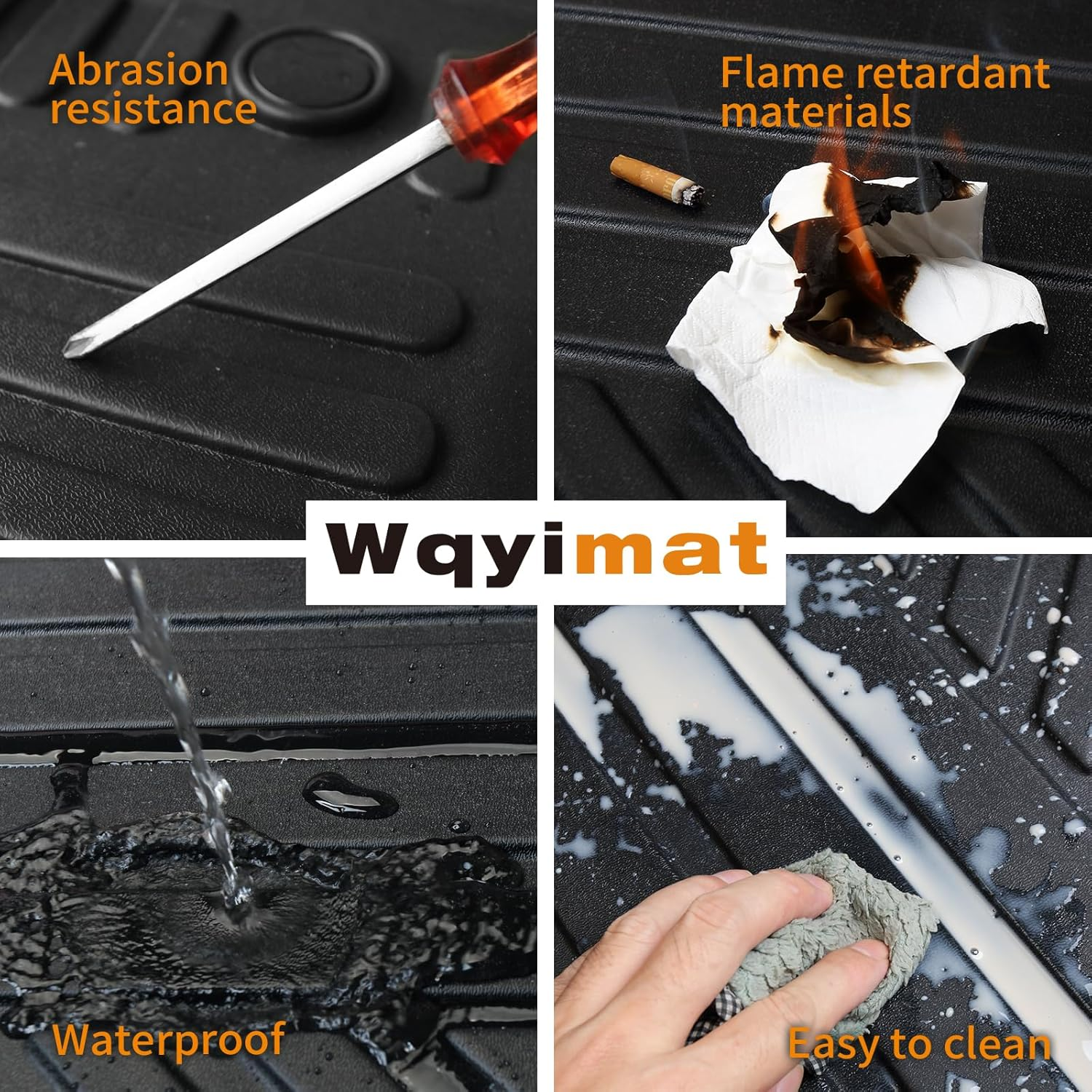 Wqyimat for 2007-2018 Jeep Wrangler JK 2 Door Floor Mats & Cargo Liner,Tpe All Weather Car Liners Accessories,Custom Fit 1St & 2Nd Row Floor Liners and Trunk Mat(For 2007-2018 Jeep Wrangler JK 2 Door) image number 5