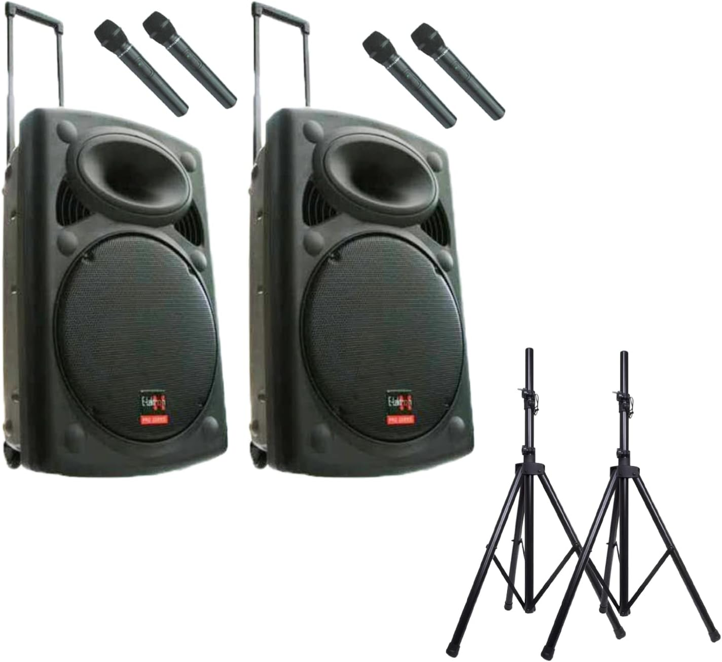 E-Lektron EL38-M Package 2 X 15 Inch 1800W Bluetooth 5.0 TWS Linkable Portable Speaker Set Laud Sound PA System with Stands image number 5