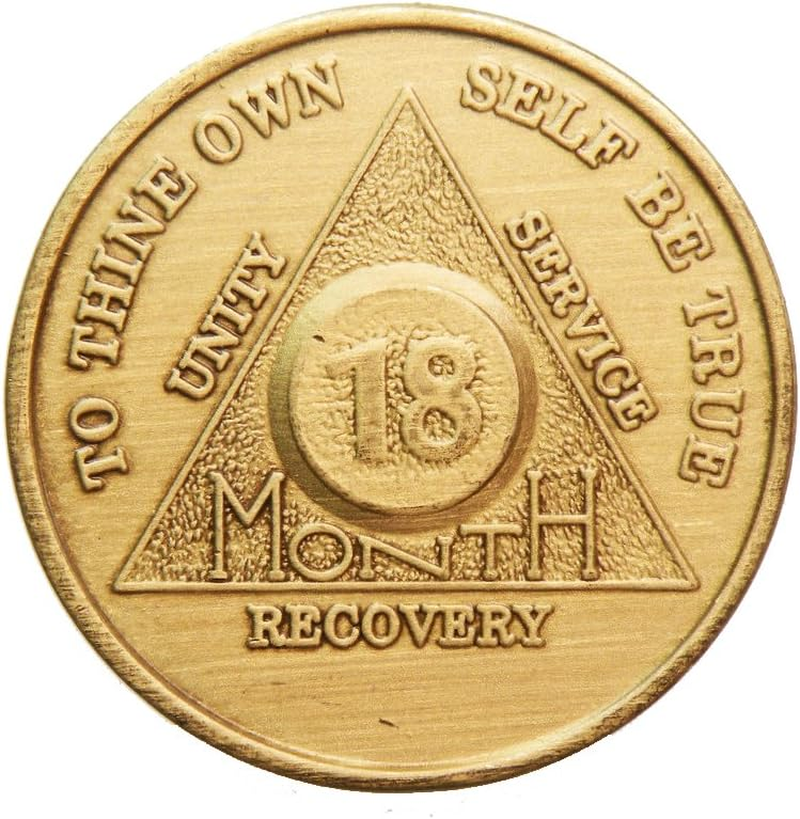 18 Month Bronze AA (Alcoholics Anonymous) - Sober / Sobriety / Birthday / Anniversary / Recovery / Medallion / Coin / Chip image number 1